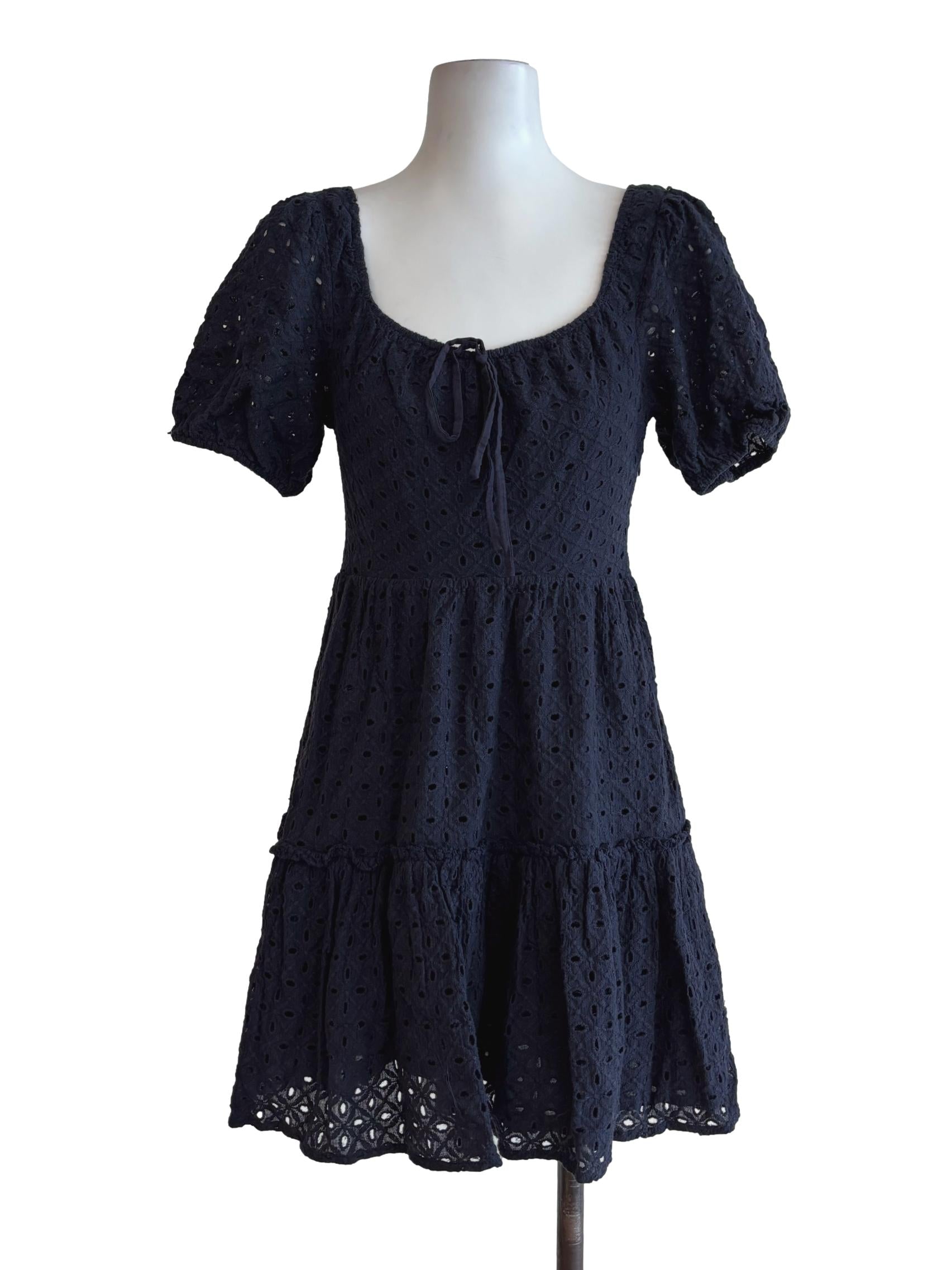 Blue Black Eyelet Babydoll Dress LB