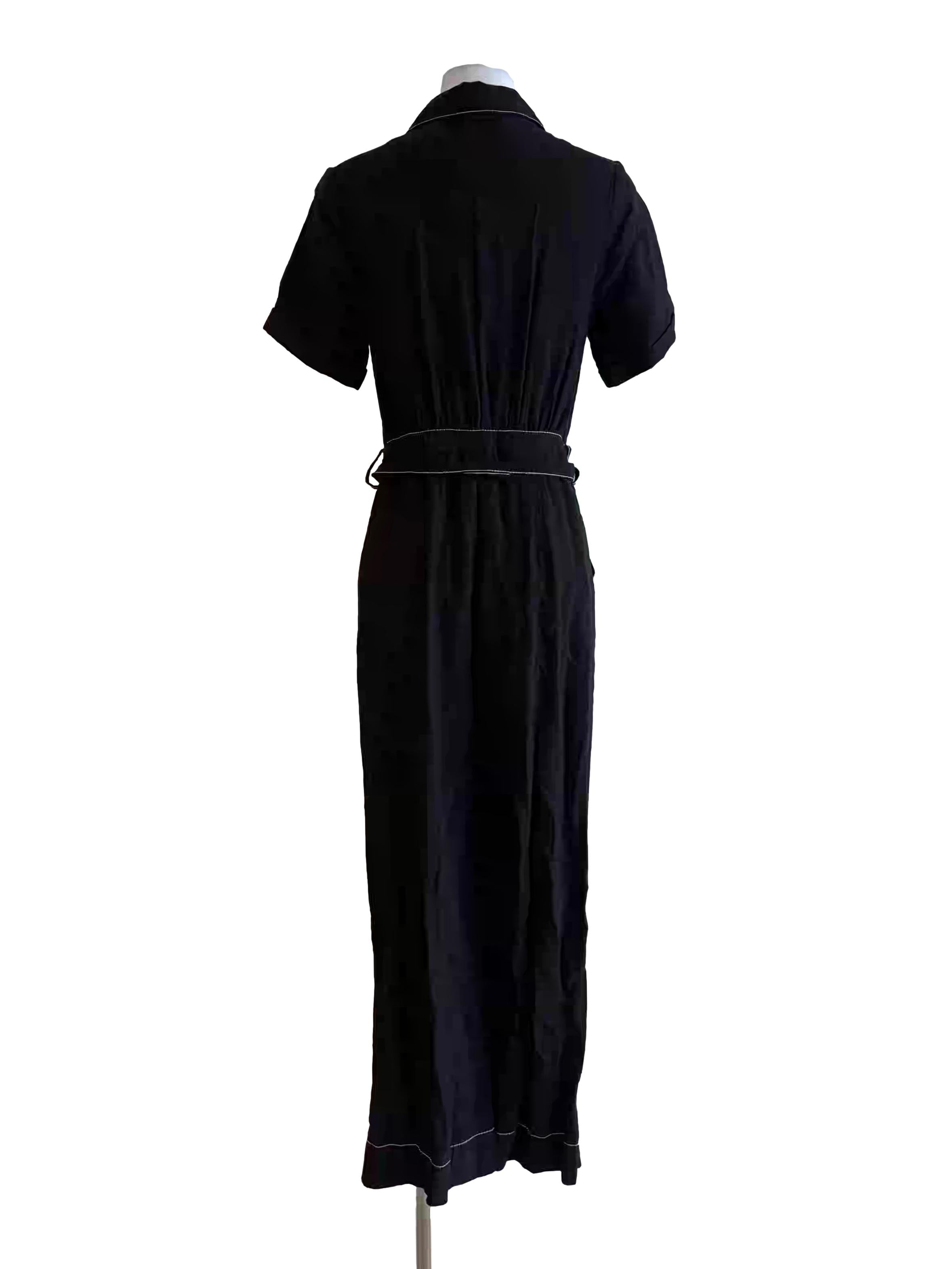 Soft Black Cotton Short Sleeve Jumpsuit