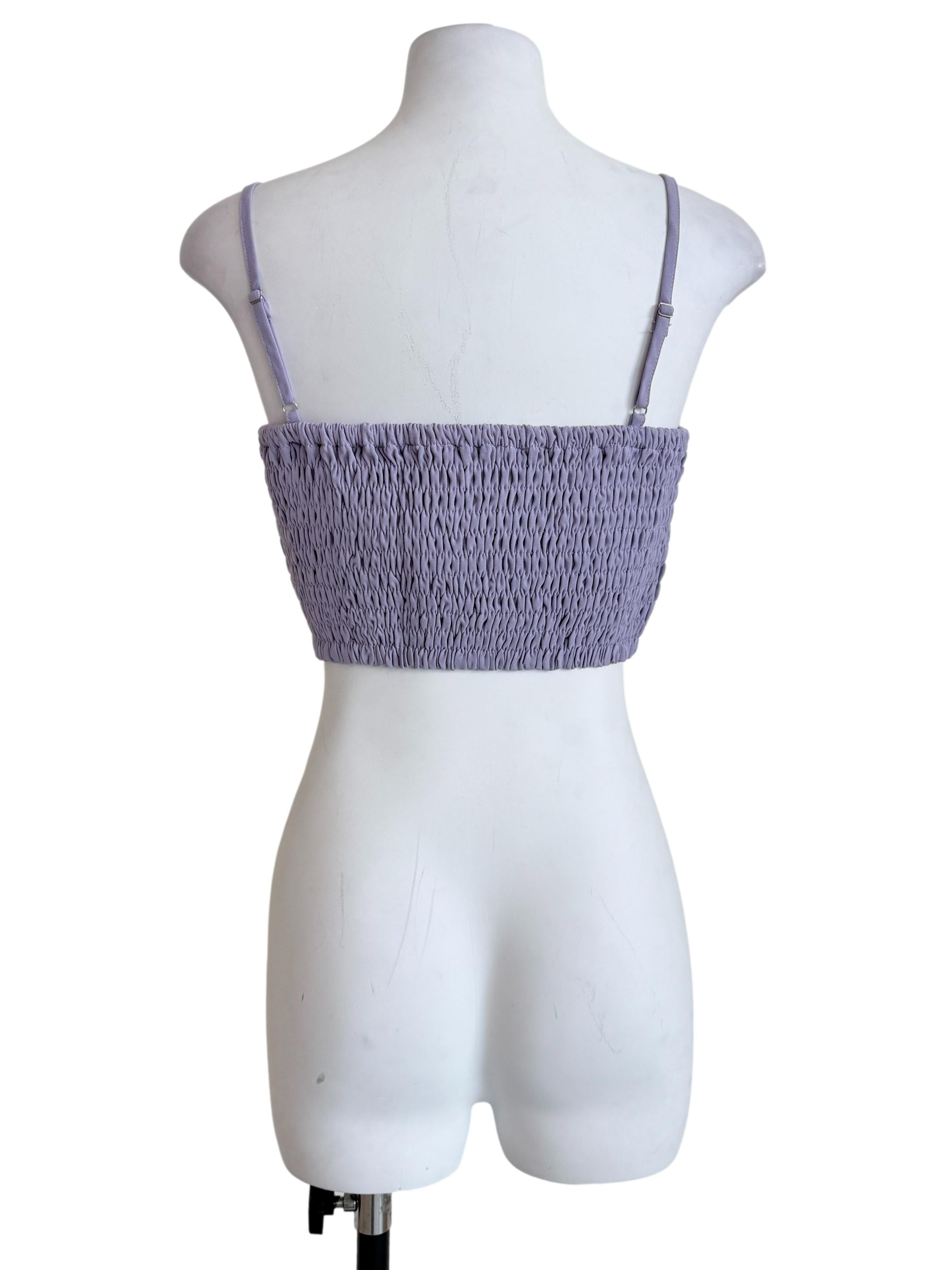 Purple Kaci Smocked Crop Top