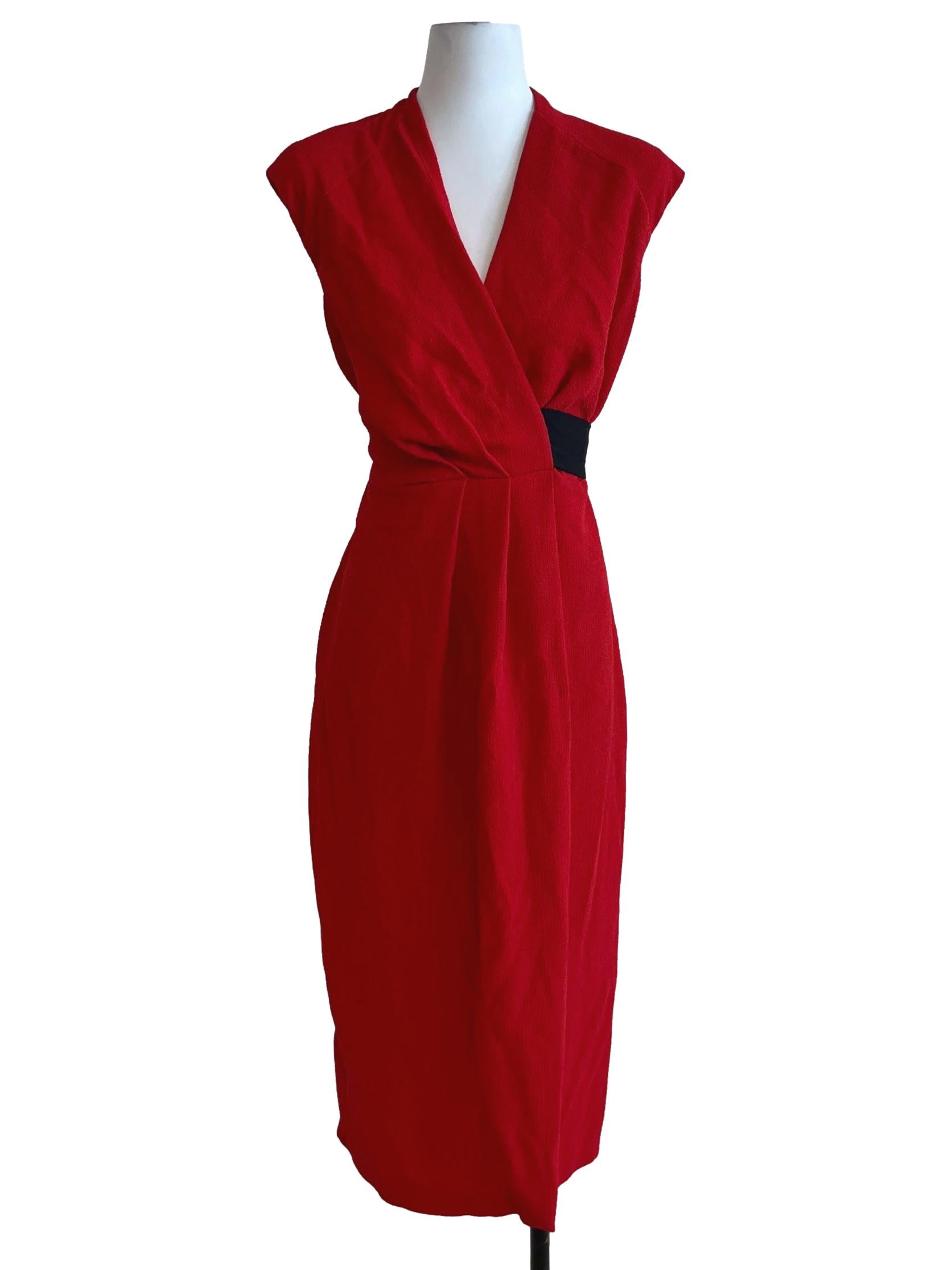 Rose Red V-Neckline Sheath Dress