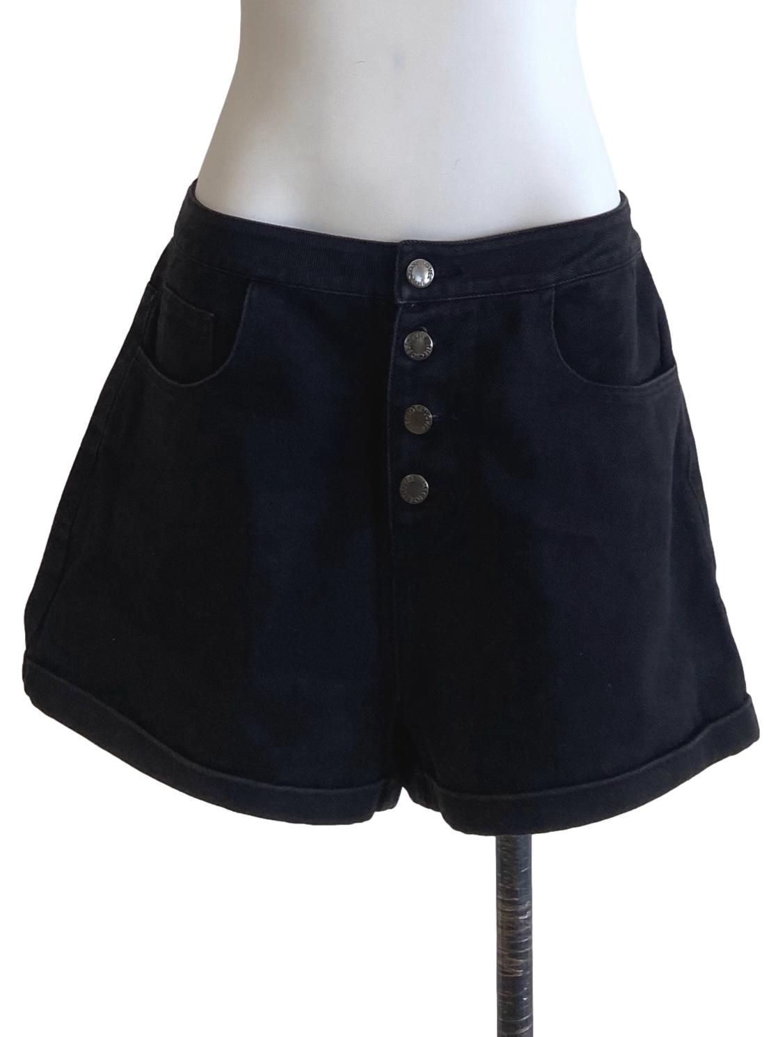 Black Herringbone Jeans Shorts TCL