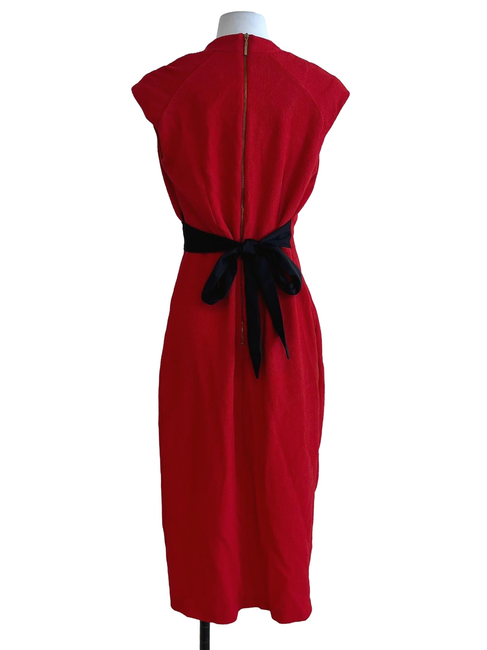 Rose Red V-Neckline Sheath Dress