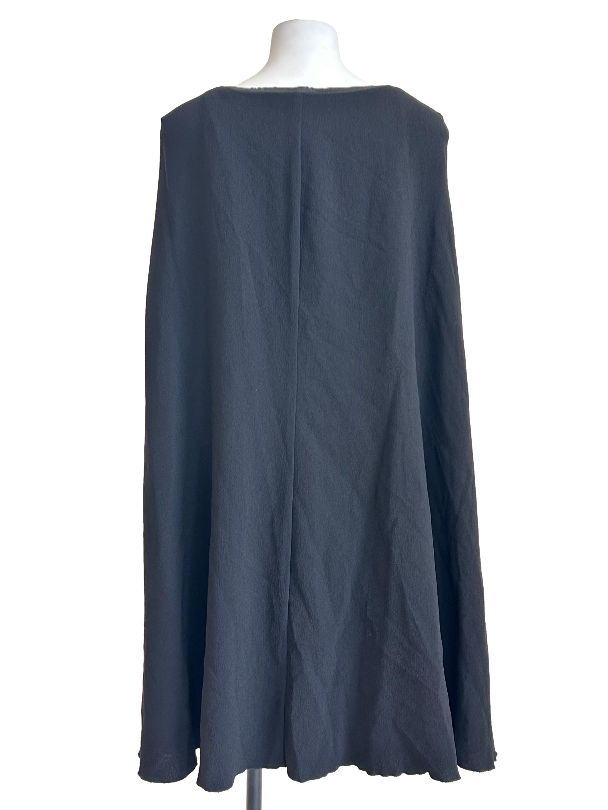 Black V-Neck Cape Sleeve Dress