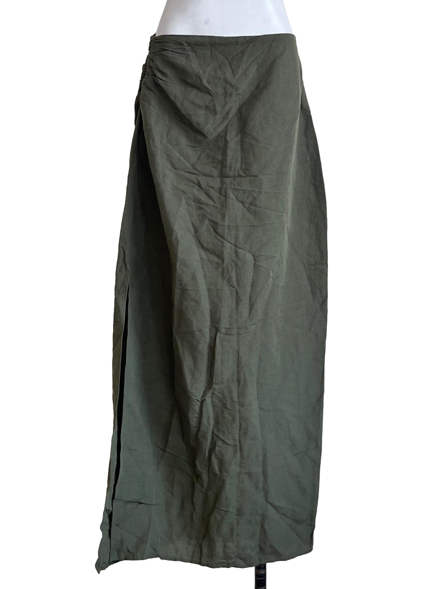 Pine Green Side Ruched Skirt