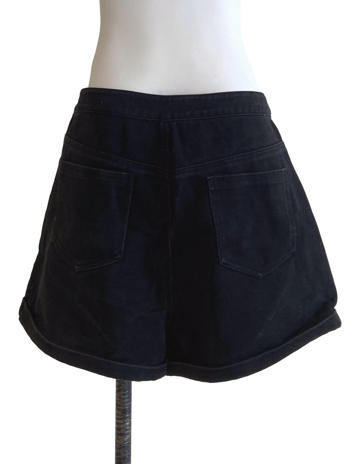 Black Herringbone Jeans Shorts TCL