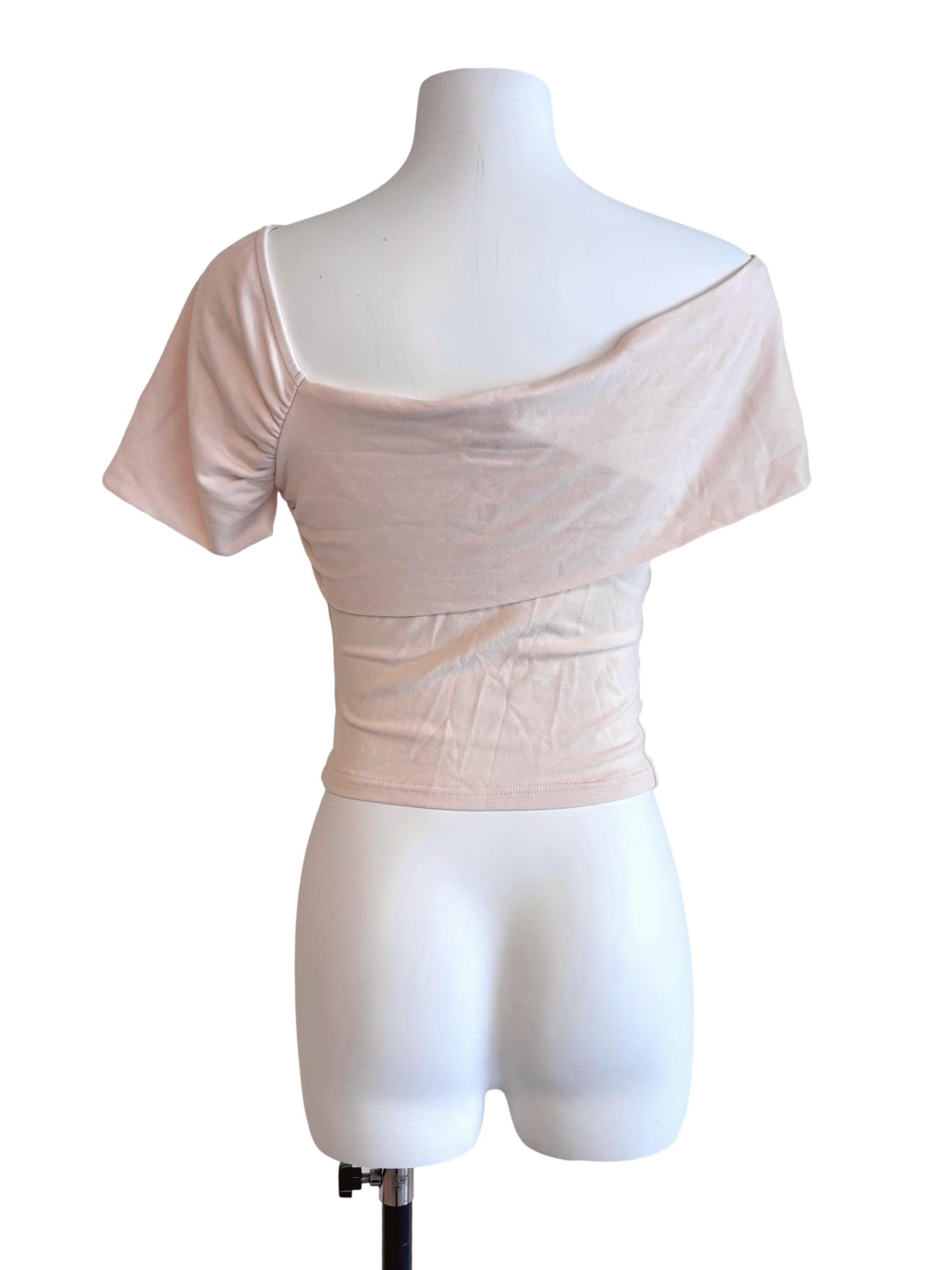 Nude Beige Asymmetric Neckline Top