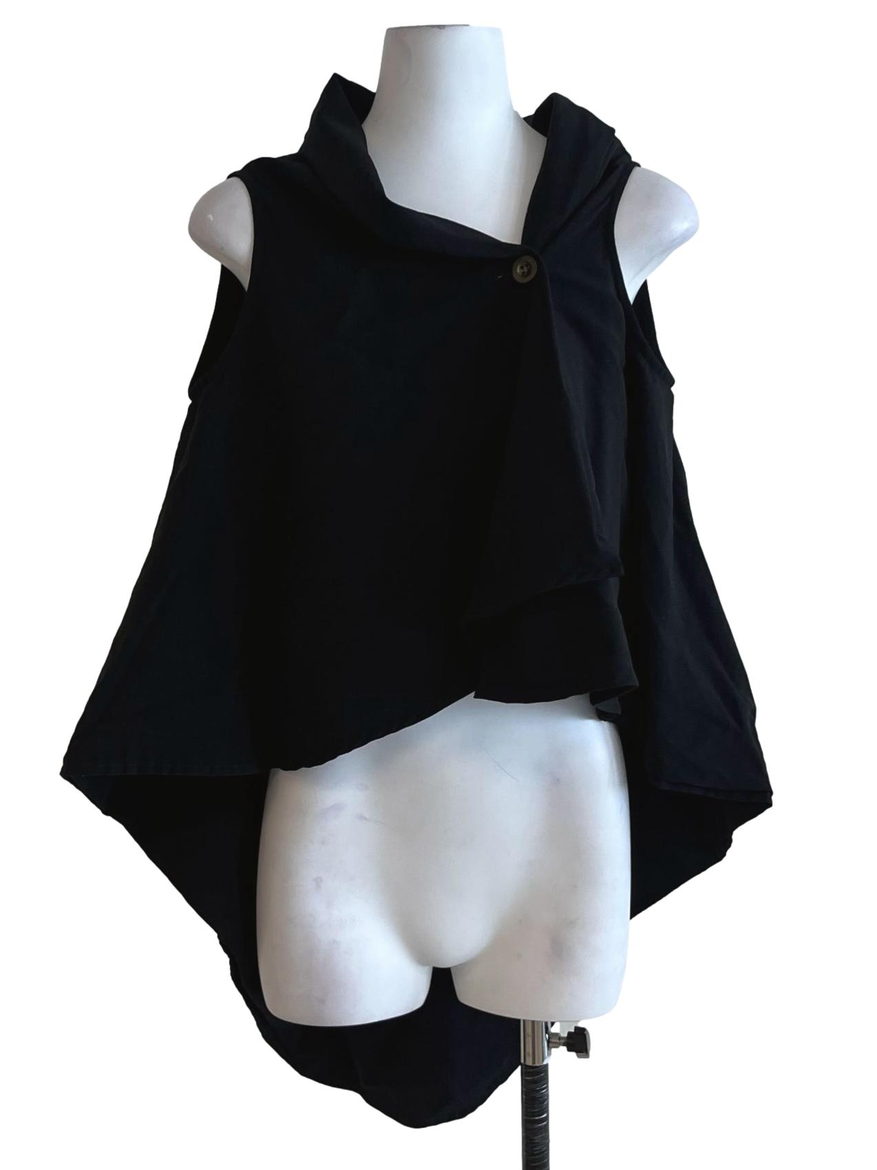 Black Asymmetrical Neckline Sleeveless Top