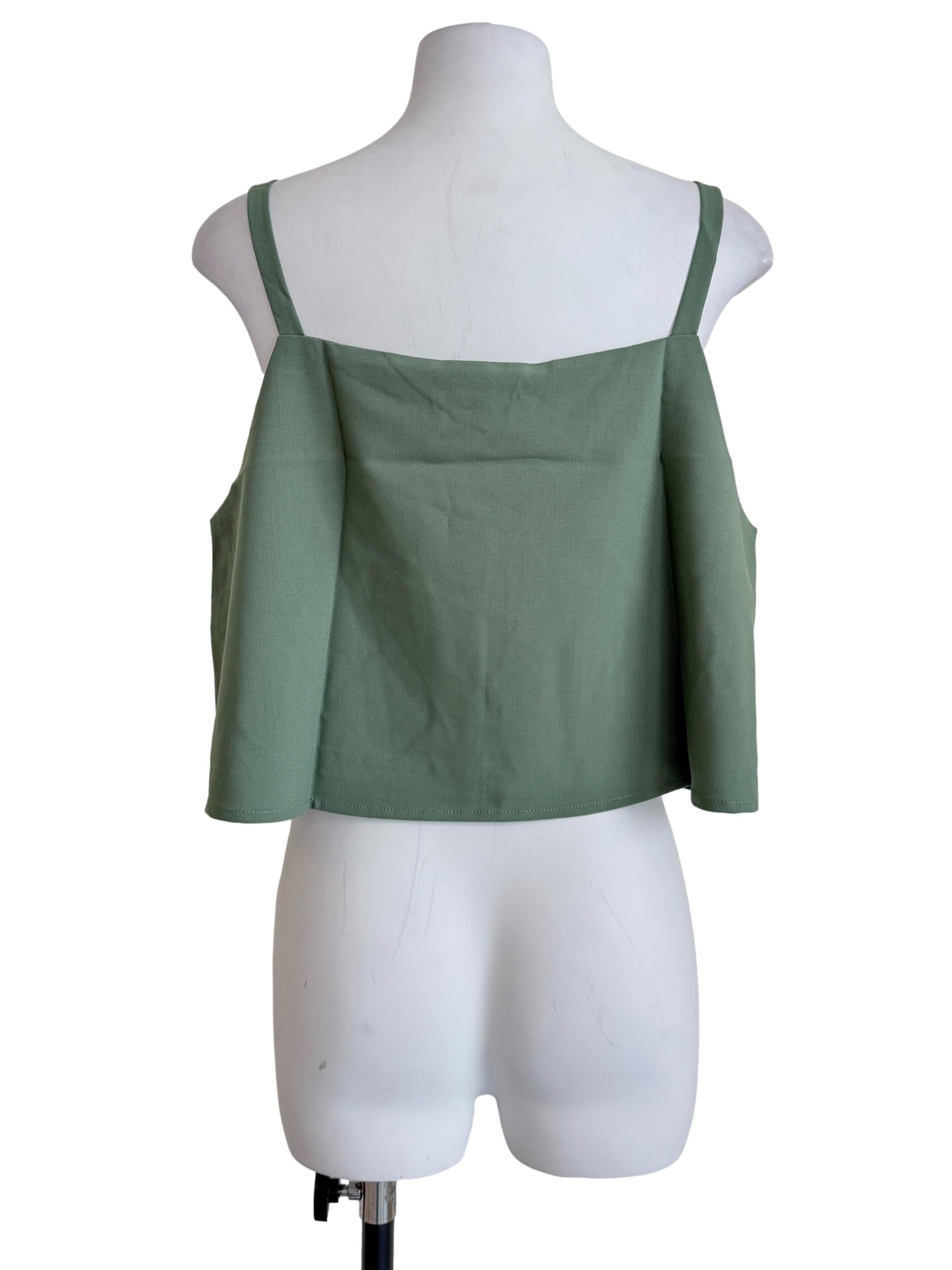 Green Zoey Basic Flare Crop Top