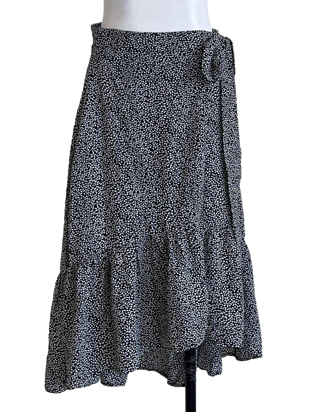 Ink Black Prints Wrap Skirt
