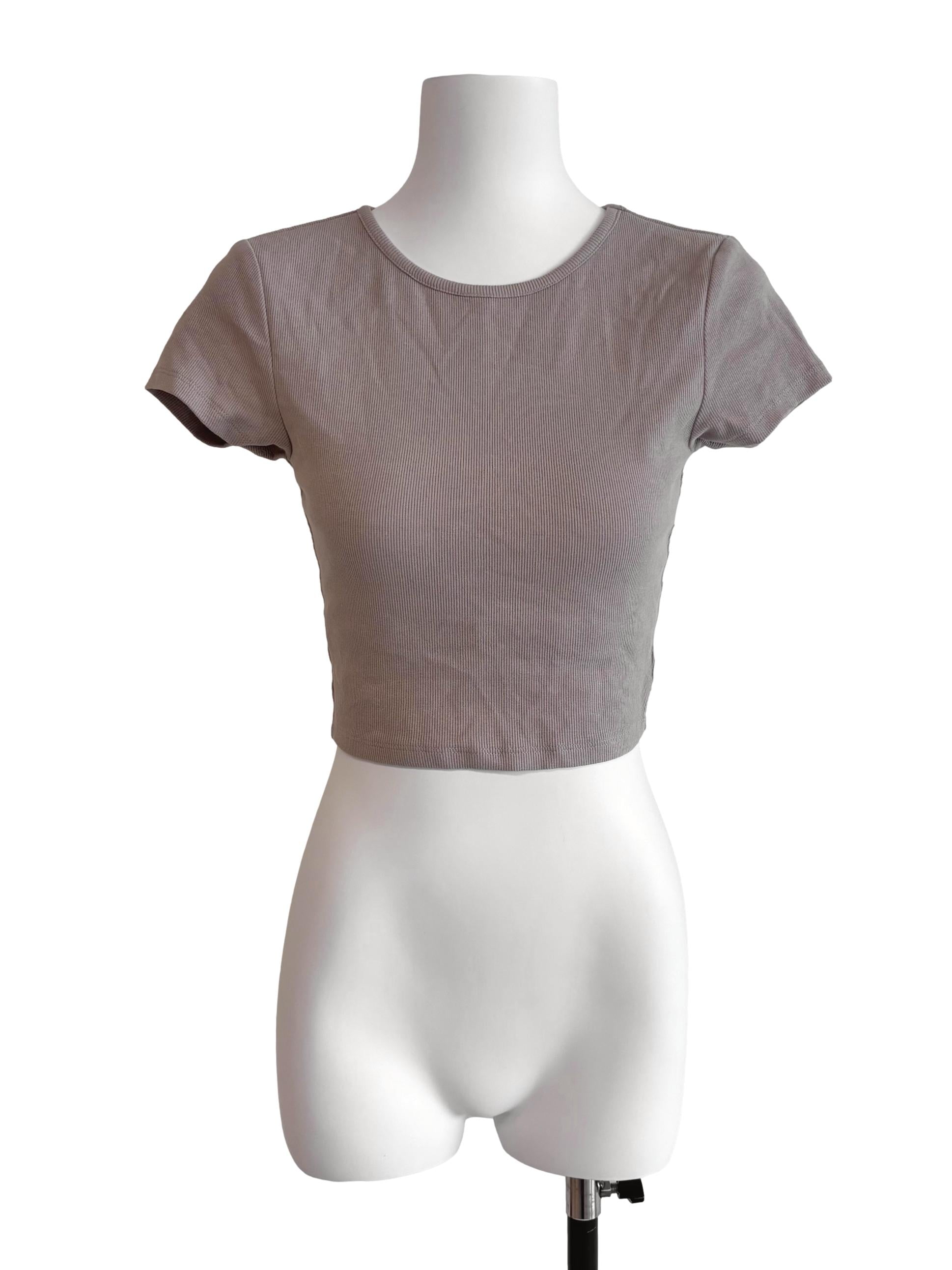 Nude Brown Open Back Crop Top