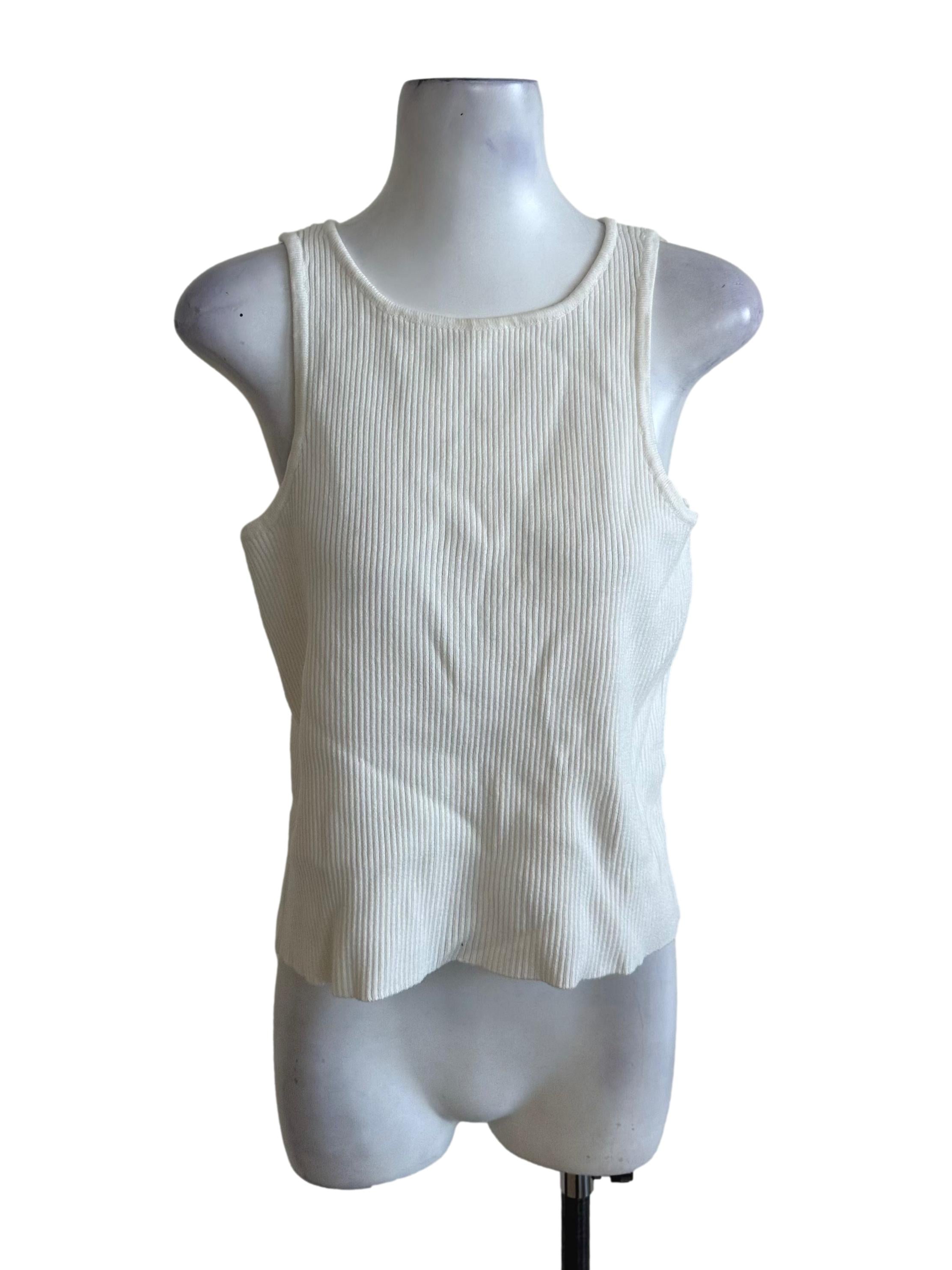 Pearl White Knit Round Neck Top