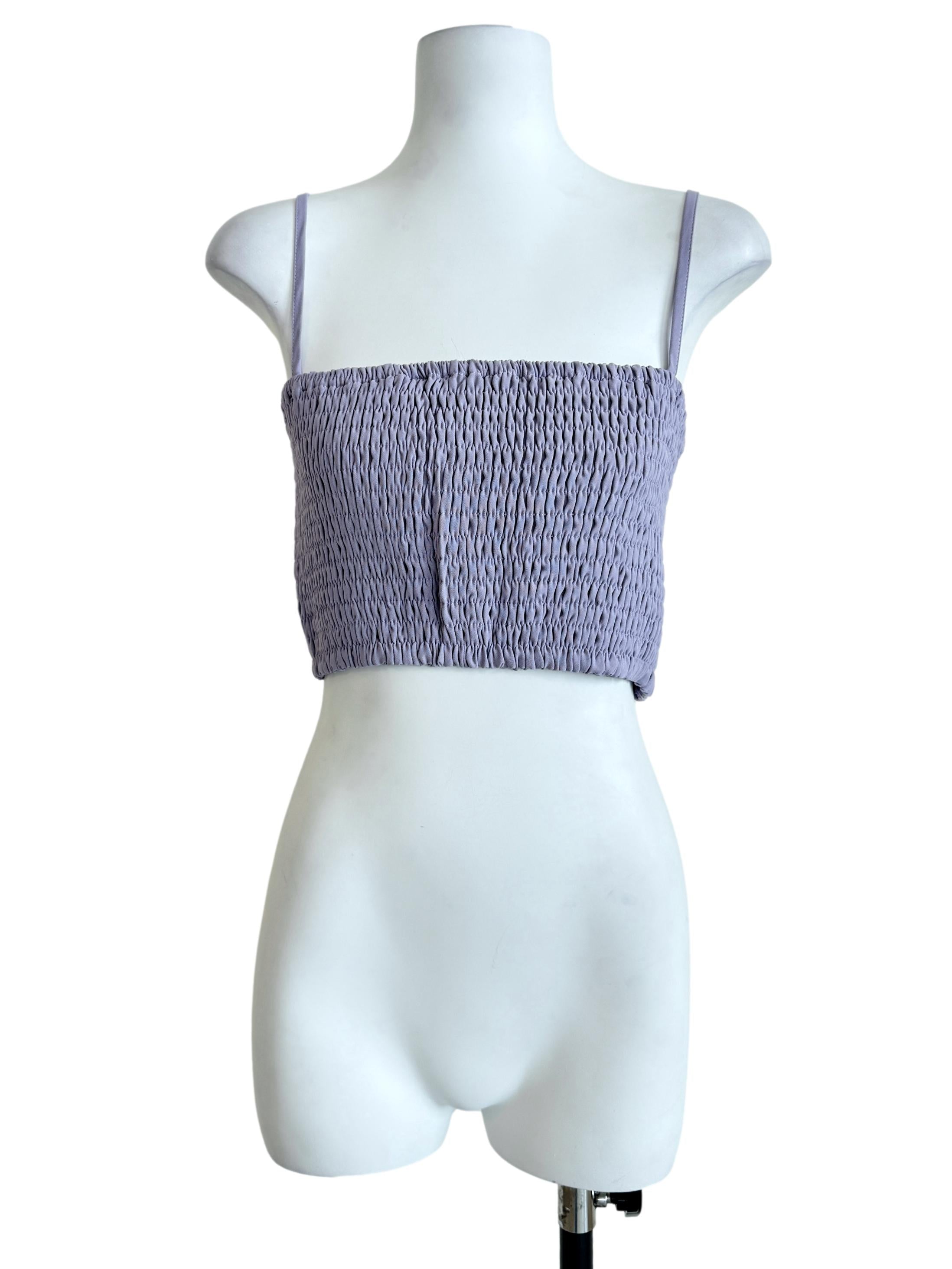 Purple Kaci Smocked Crop Top