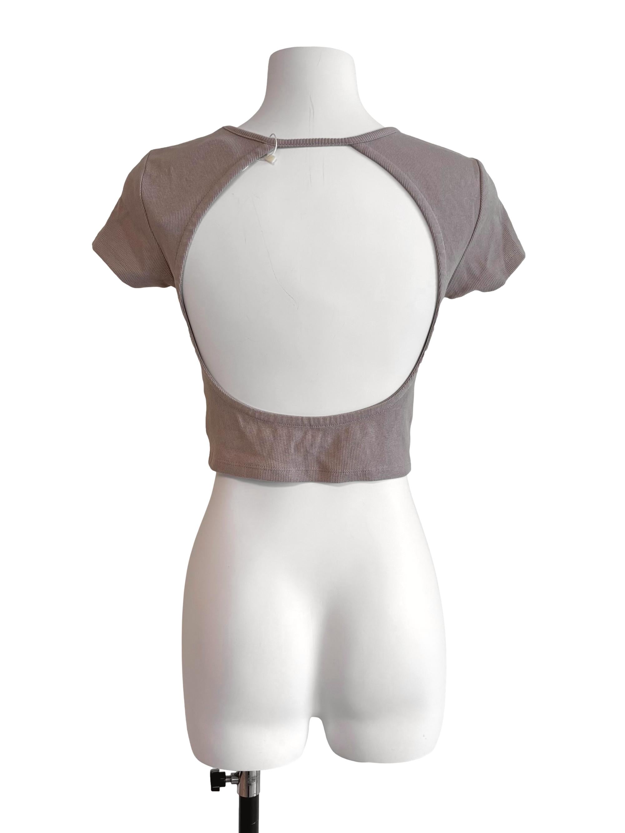 Nude Brown Open Back Crop Top