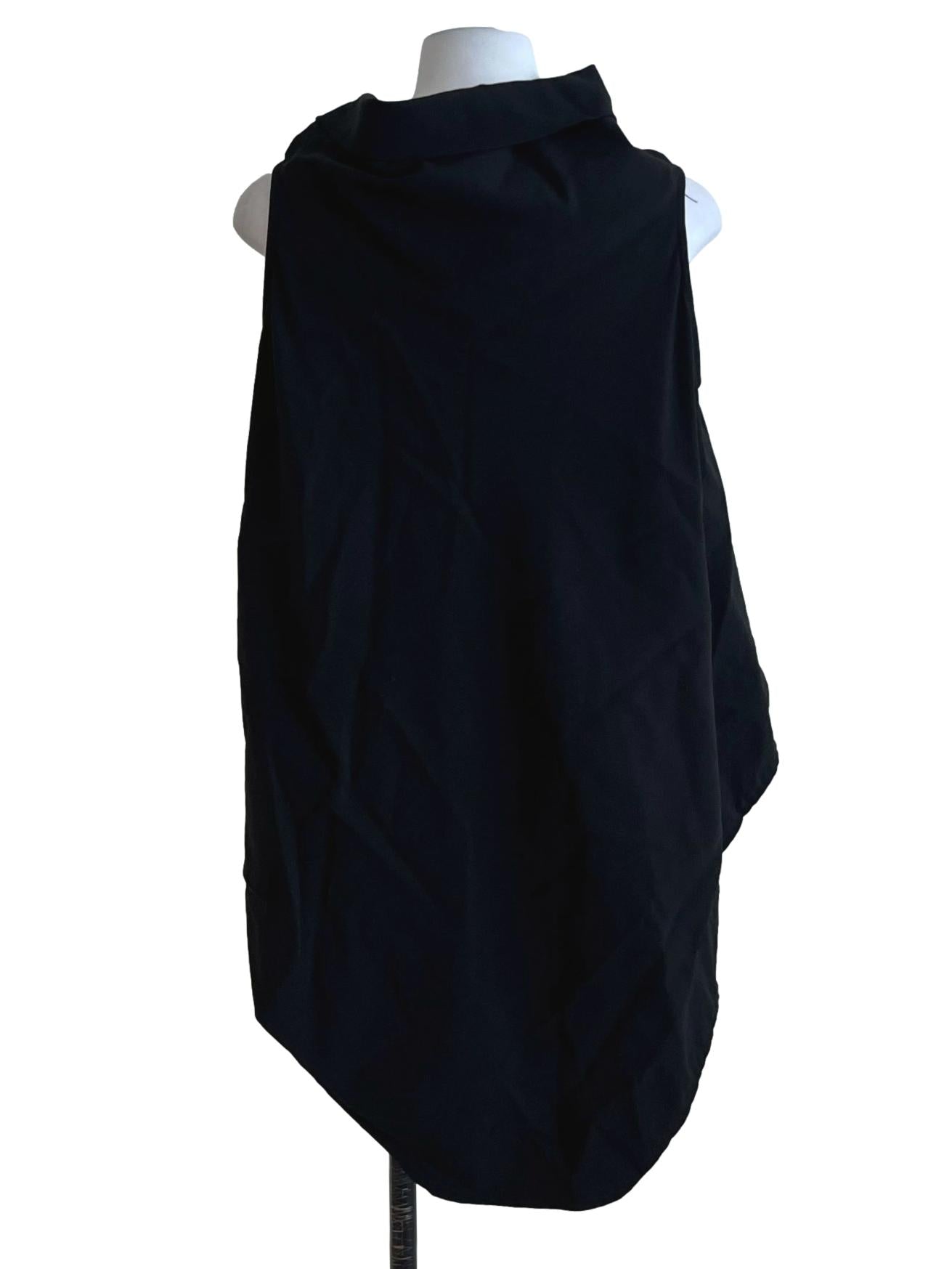Black Asymmetrical Neckline Sleeveless Top