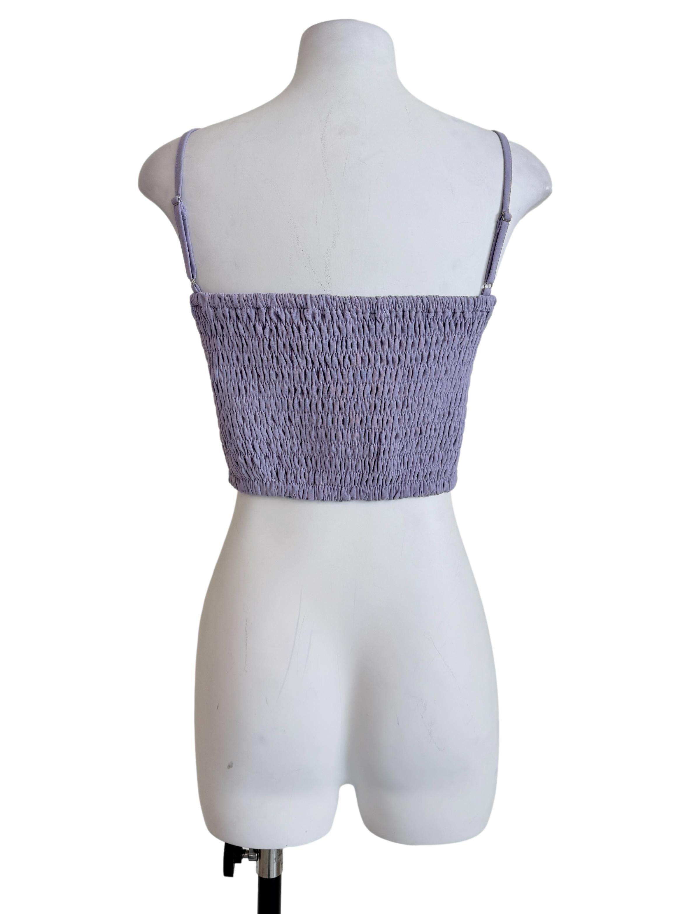 Purple Kaci Smocked Crop Top