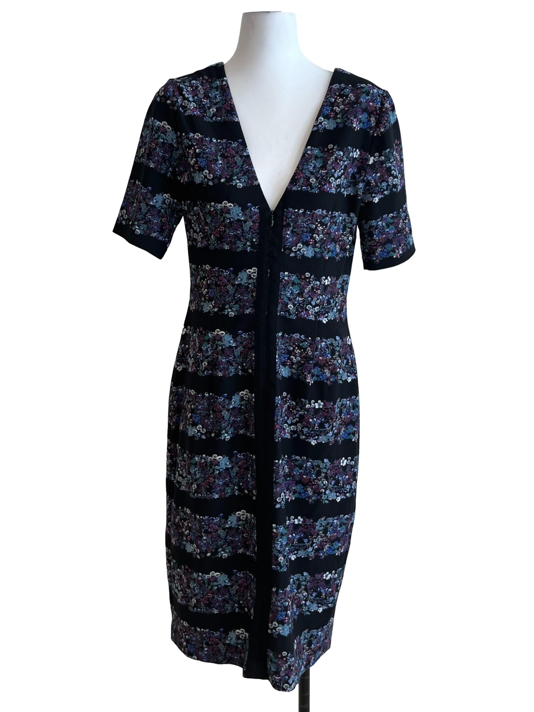 Black Floral Empire Dress