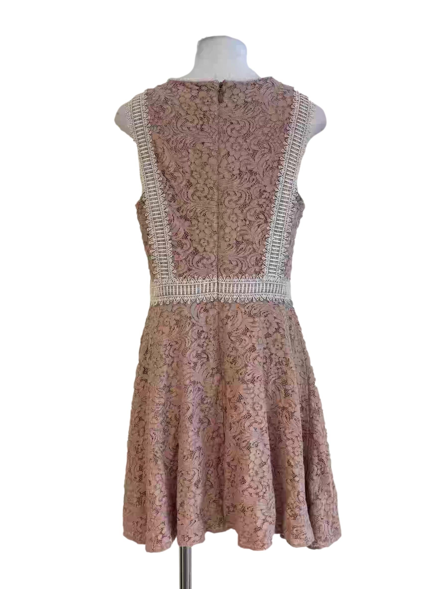 Nude Pink Sleeveless Lace Dress