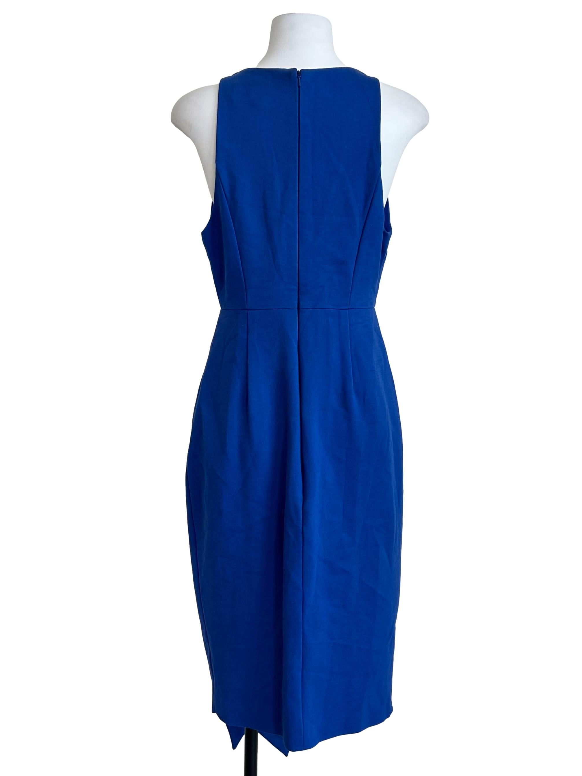 Royal Blue Cowl Neck Asymmetric Dress
