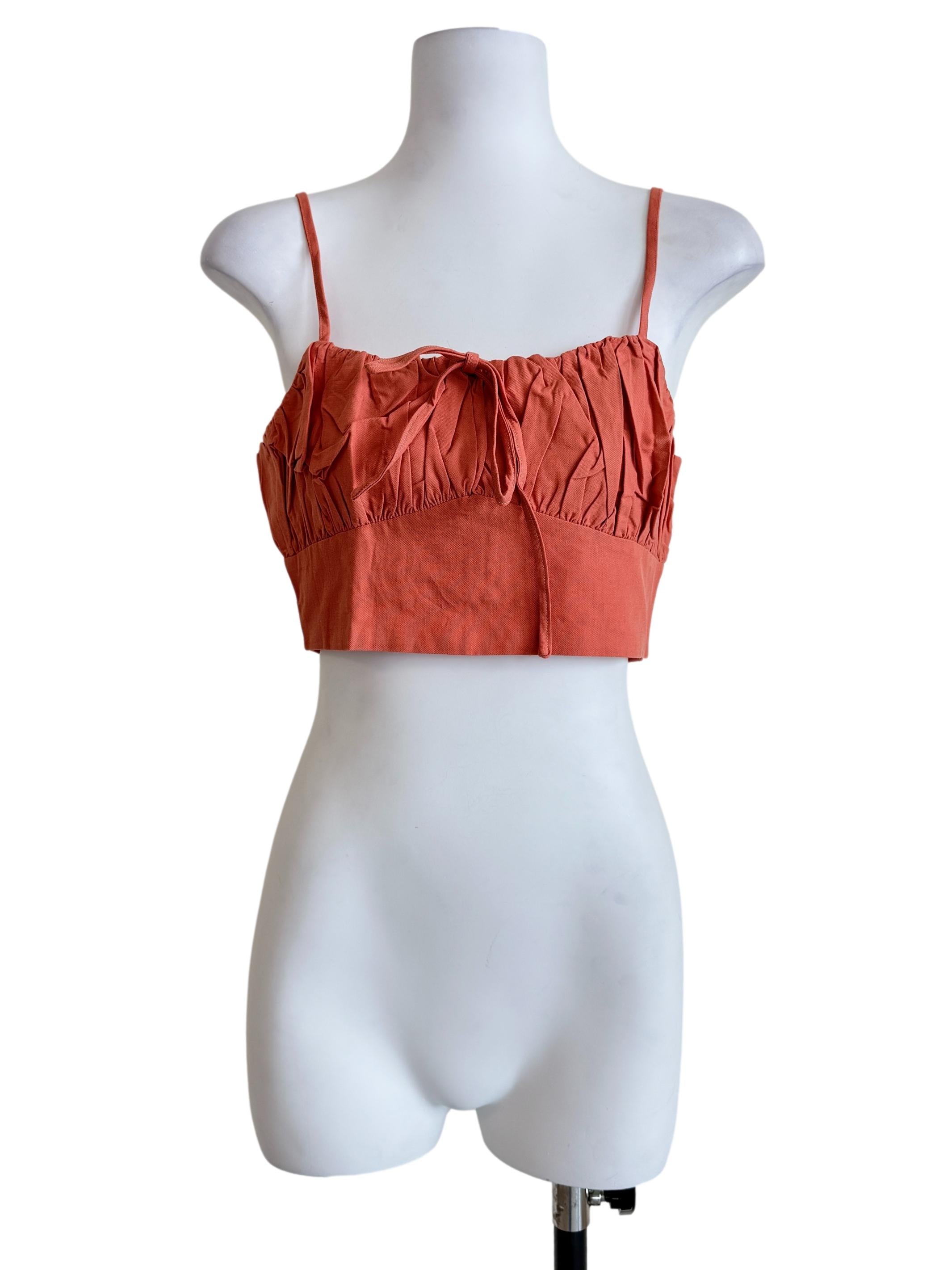 Orange Xandra Ruched Front Crop Top