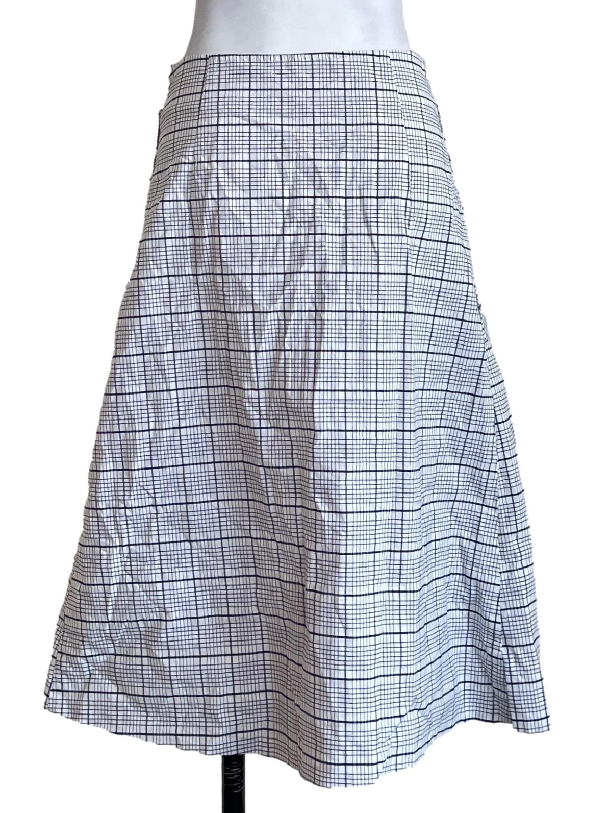 Cotton White Checkered A-Line Dress