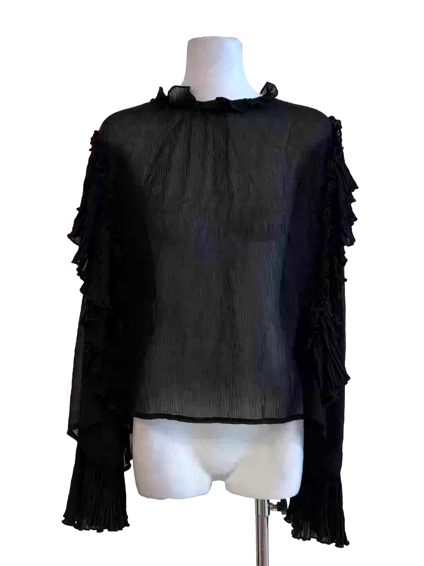 Black Long Sleeve Sheer Blouse