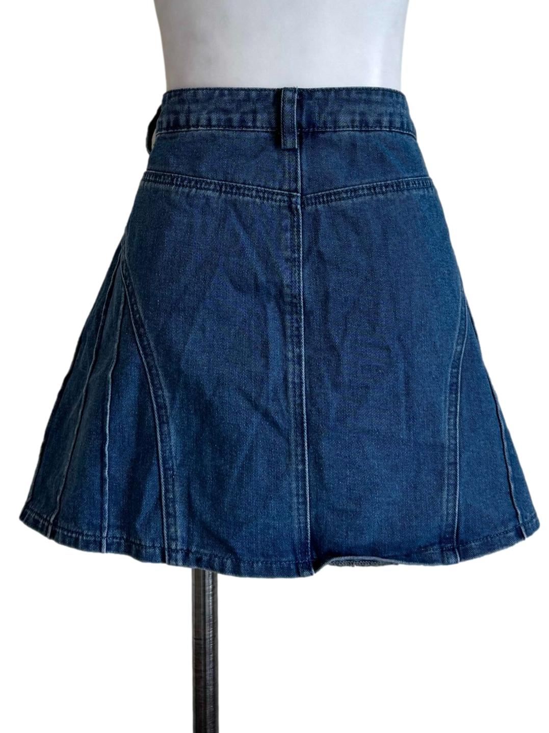 Pool Denim Side Ribbon Mini Skirt