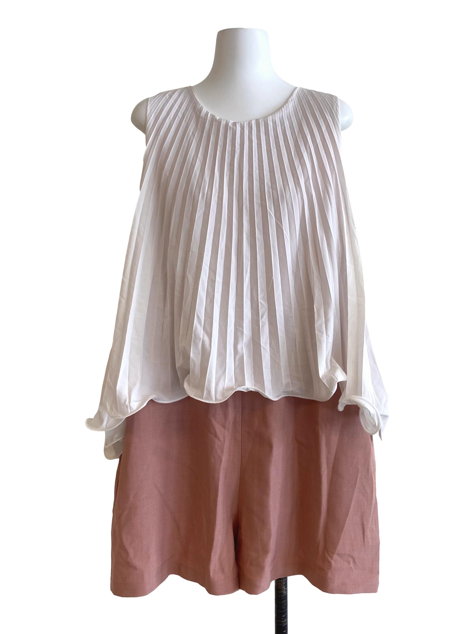 Pink & White Accordion Romper