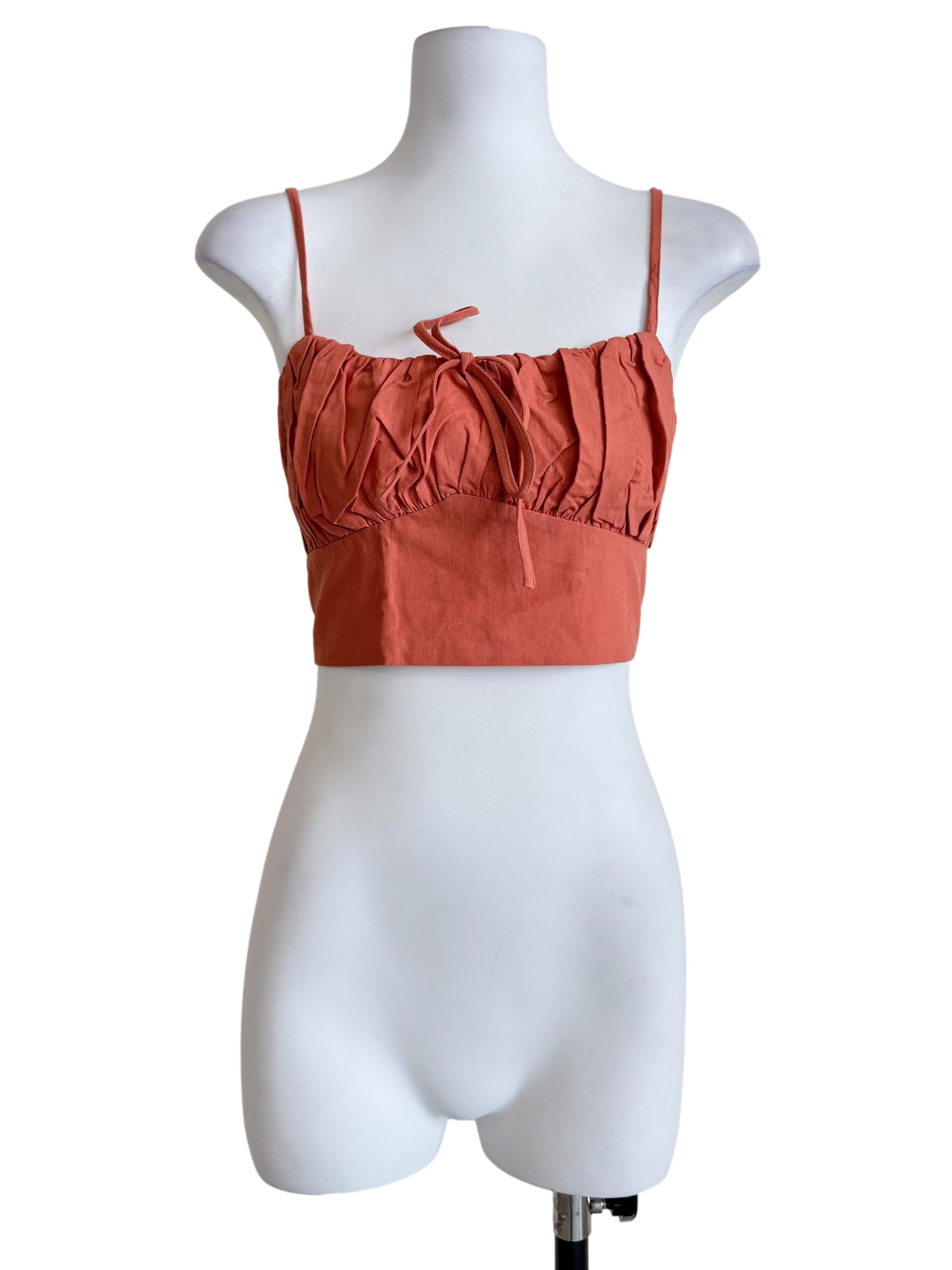 Orange Xandra Ruched Front Crop Top