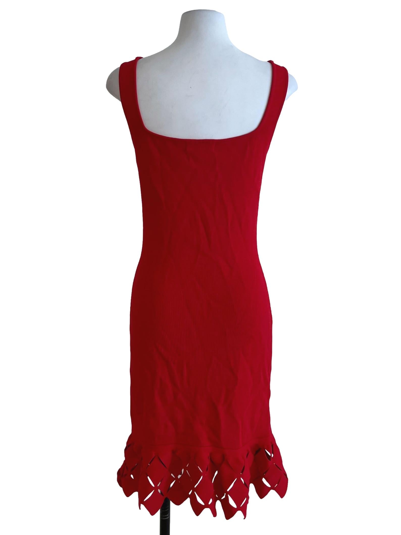 Red Square Neckline Bodycon Dress