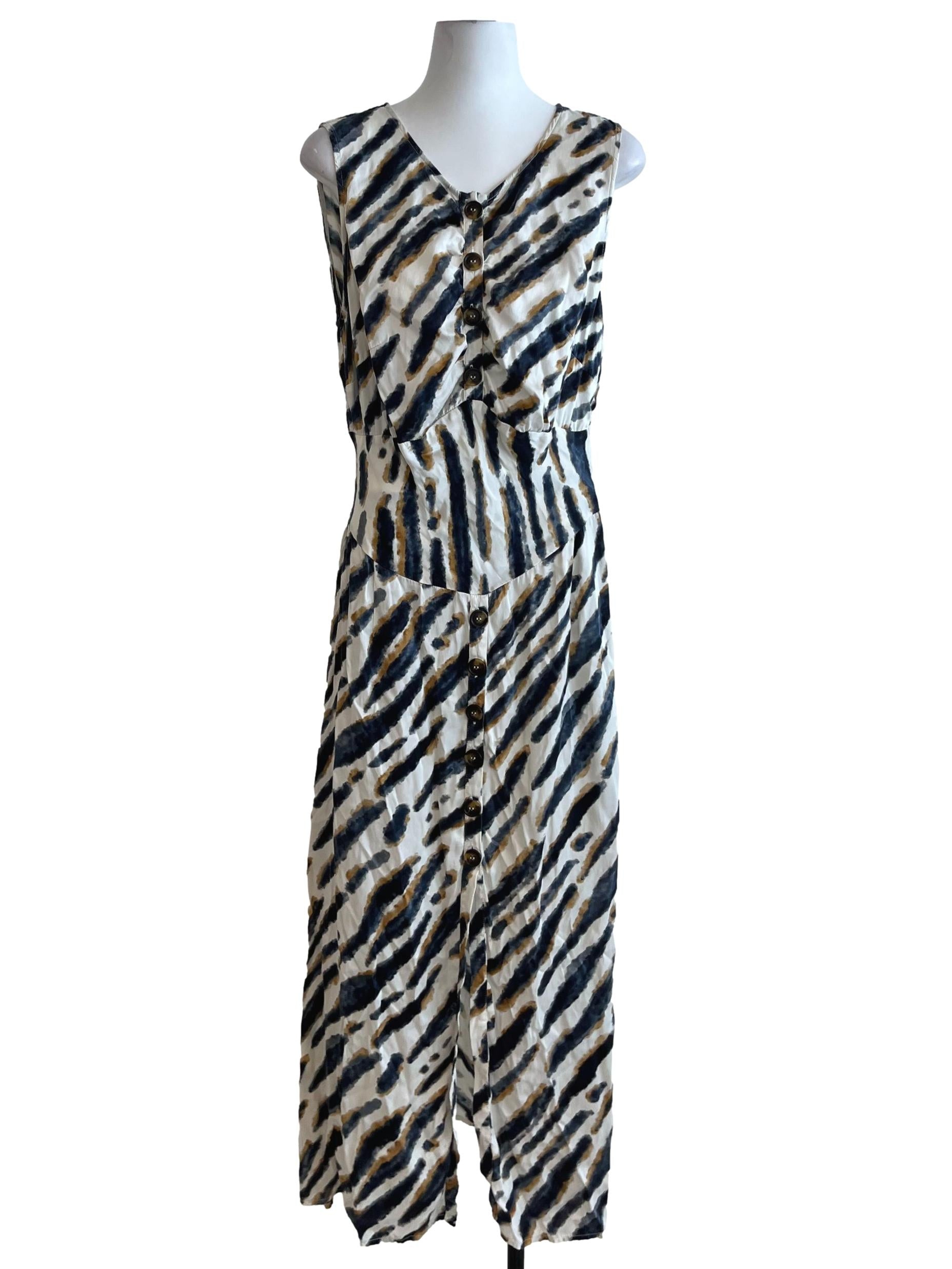 White Awning Stripe A-Line Dress