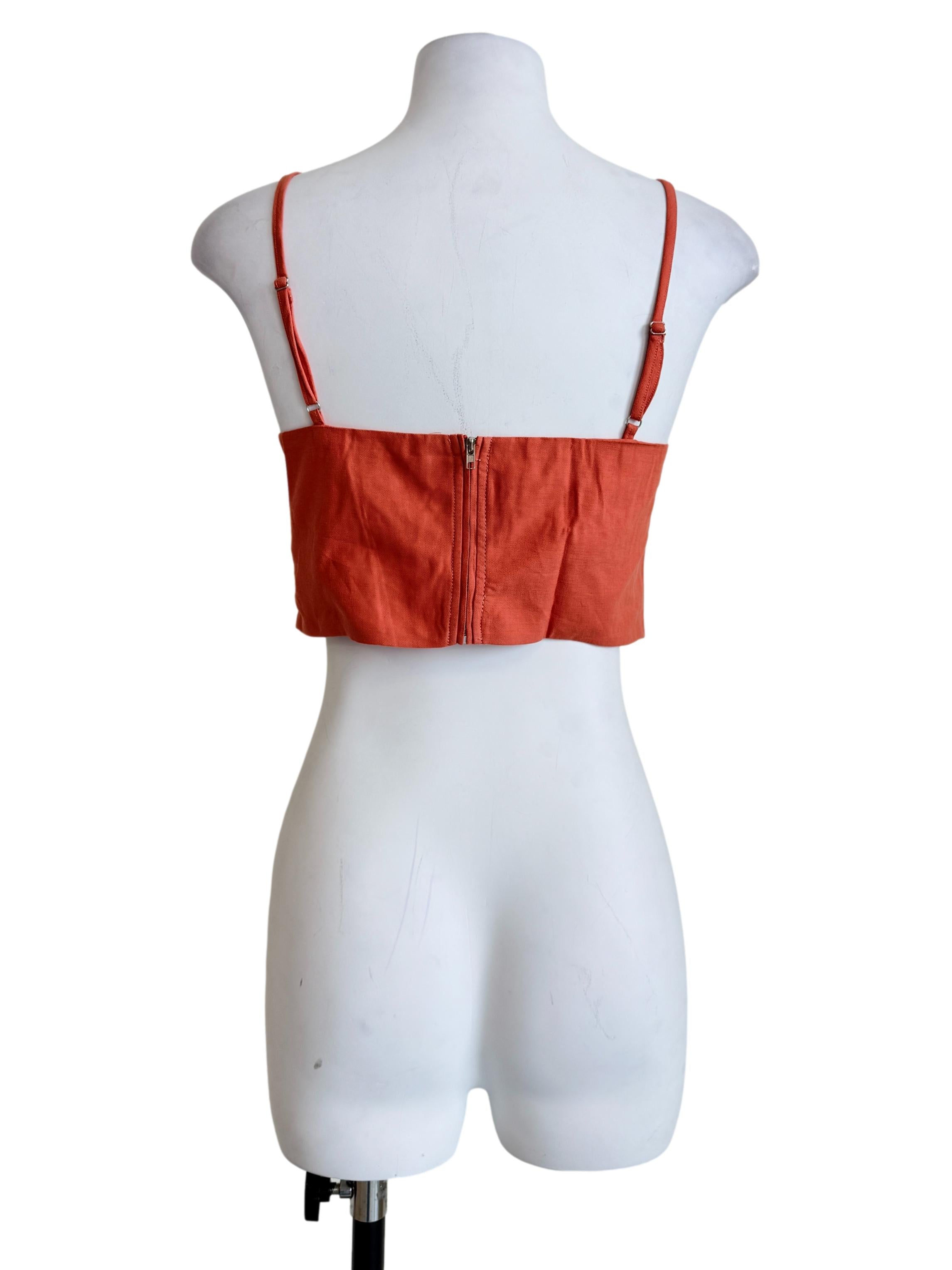 Orange Xandra Ruched Front Crop Top