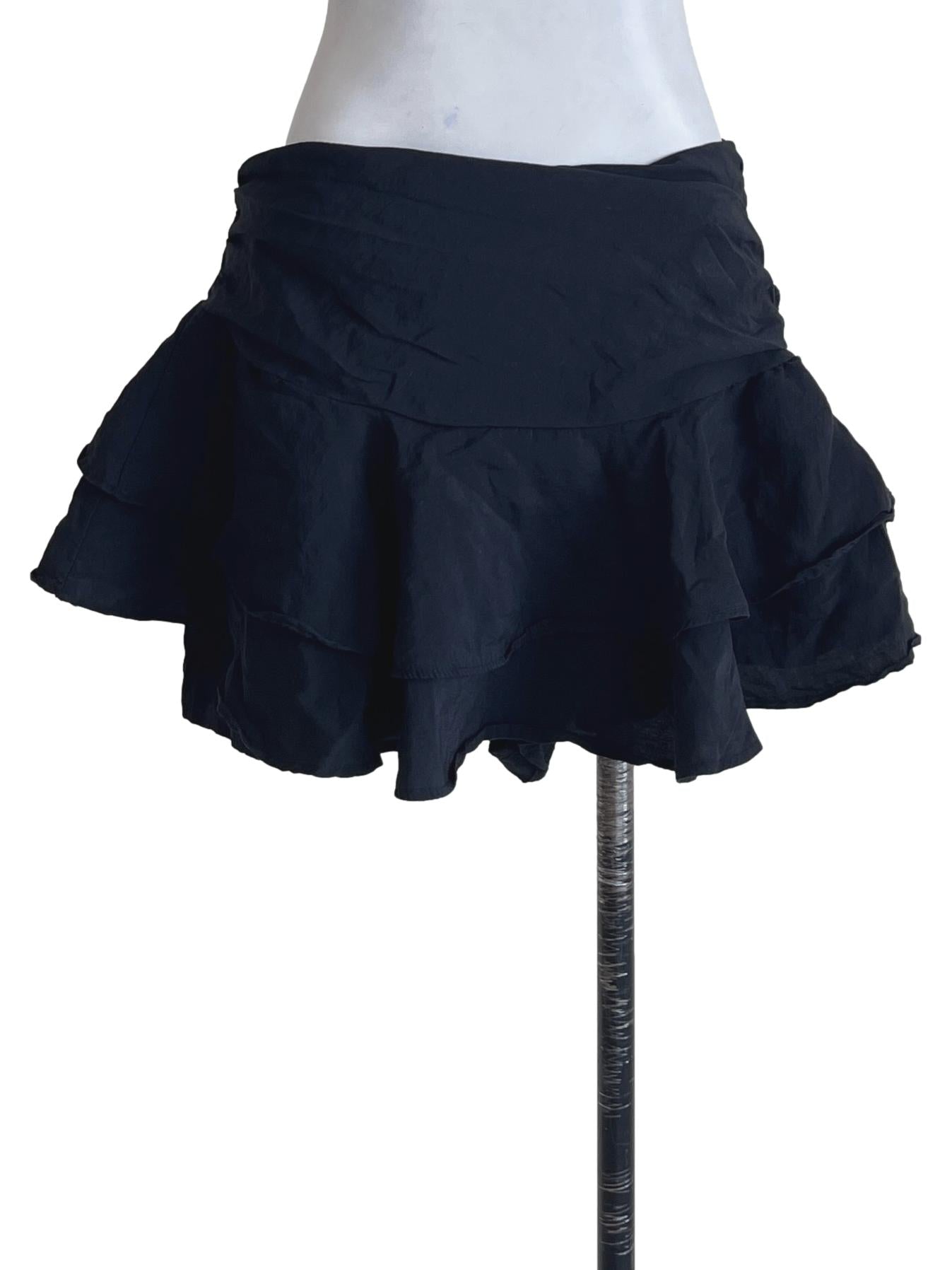 Ink Black Ruffle Micro Skirt