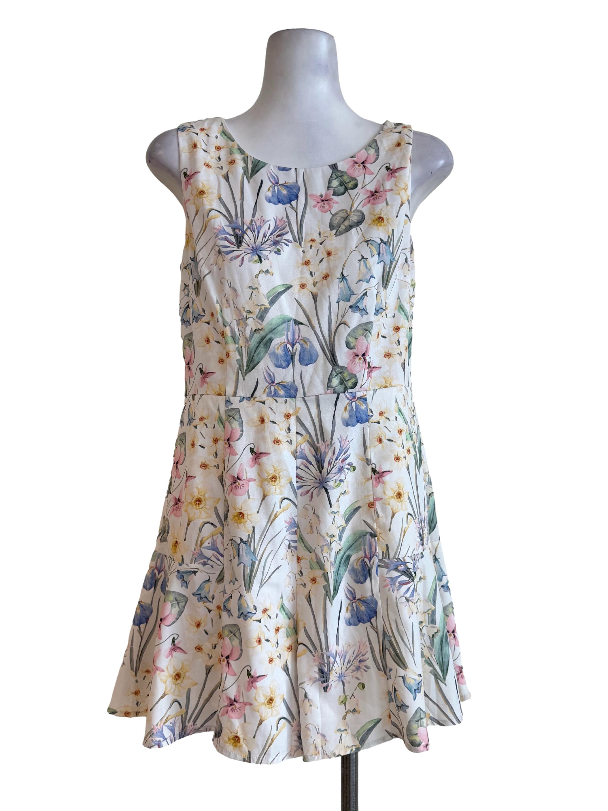 Shell White With Pastel Floral Prints A-Line Romper