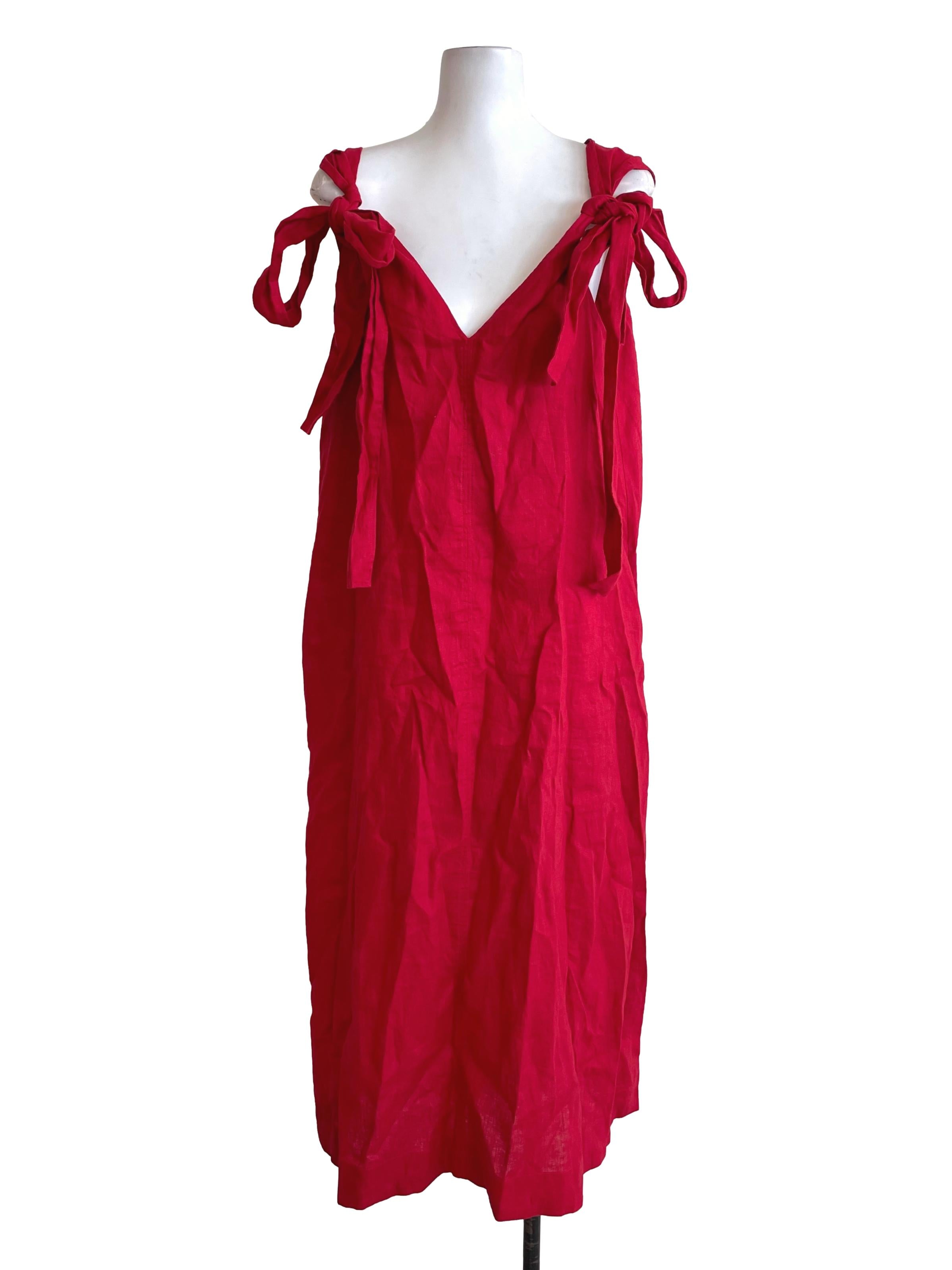 Apple Red Tie Bow Baggy Dress
