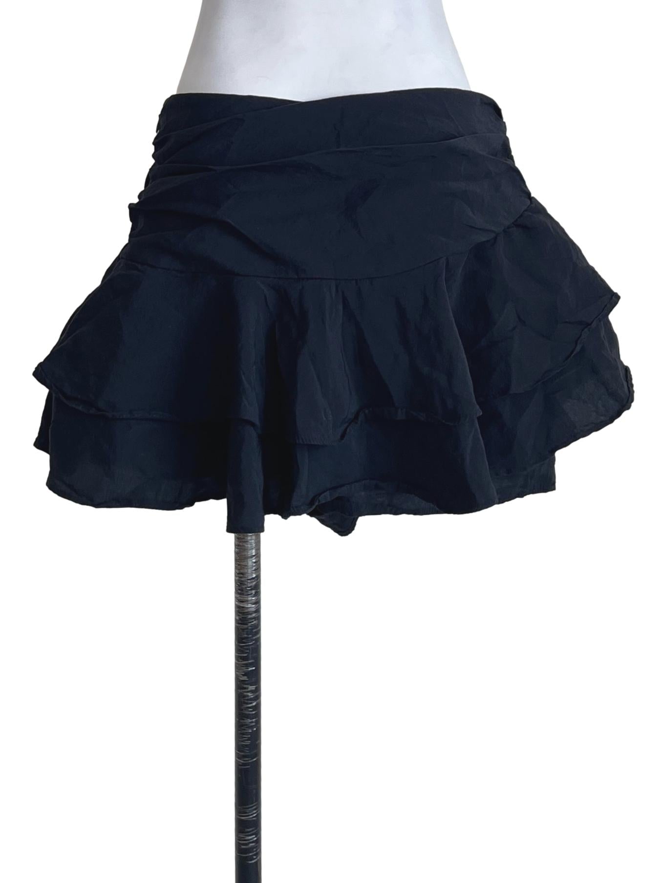 Ink Black Ruffle Micro Skirt