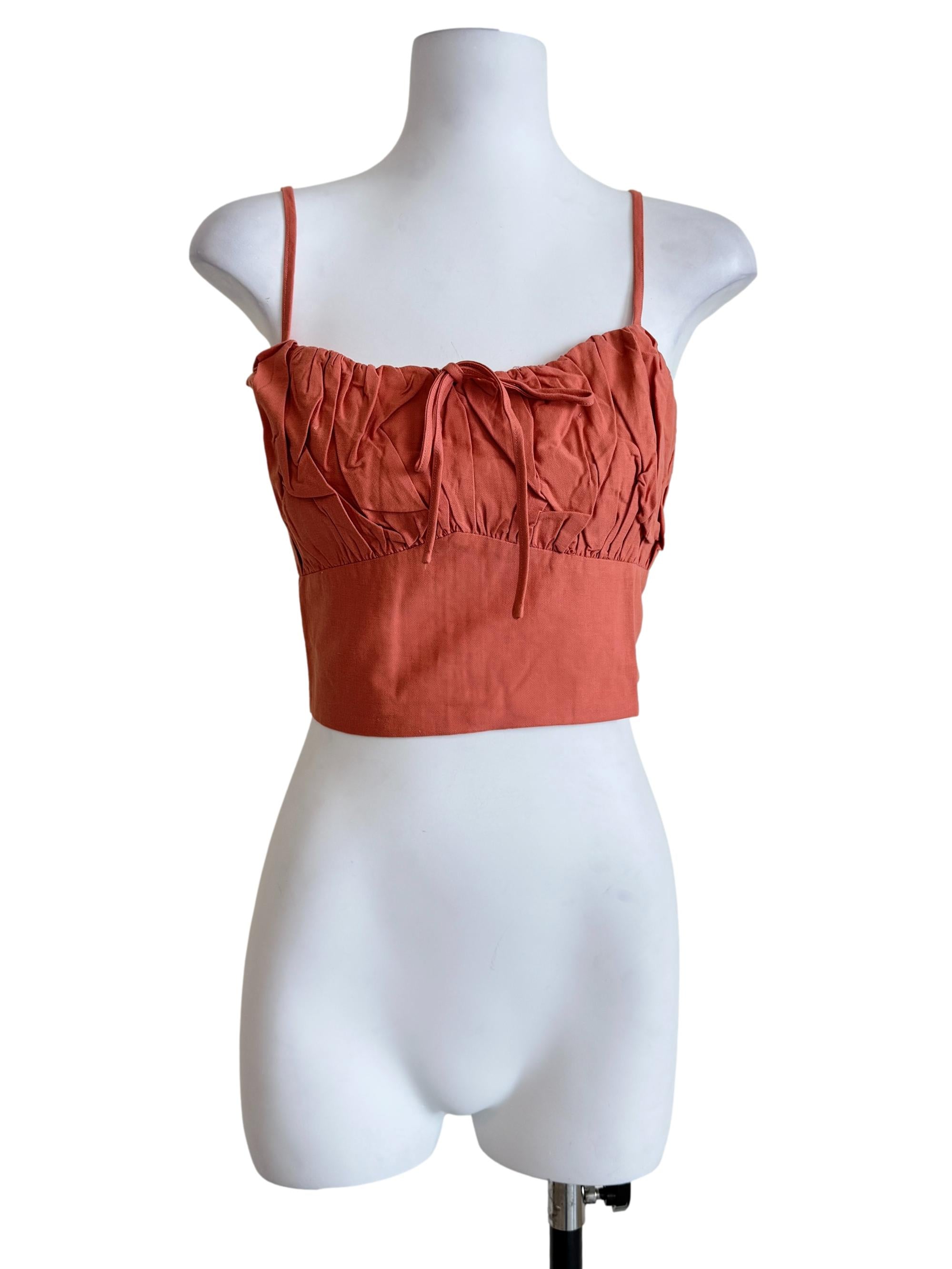 Orange Xandra Ruched Front Crop Top