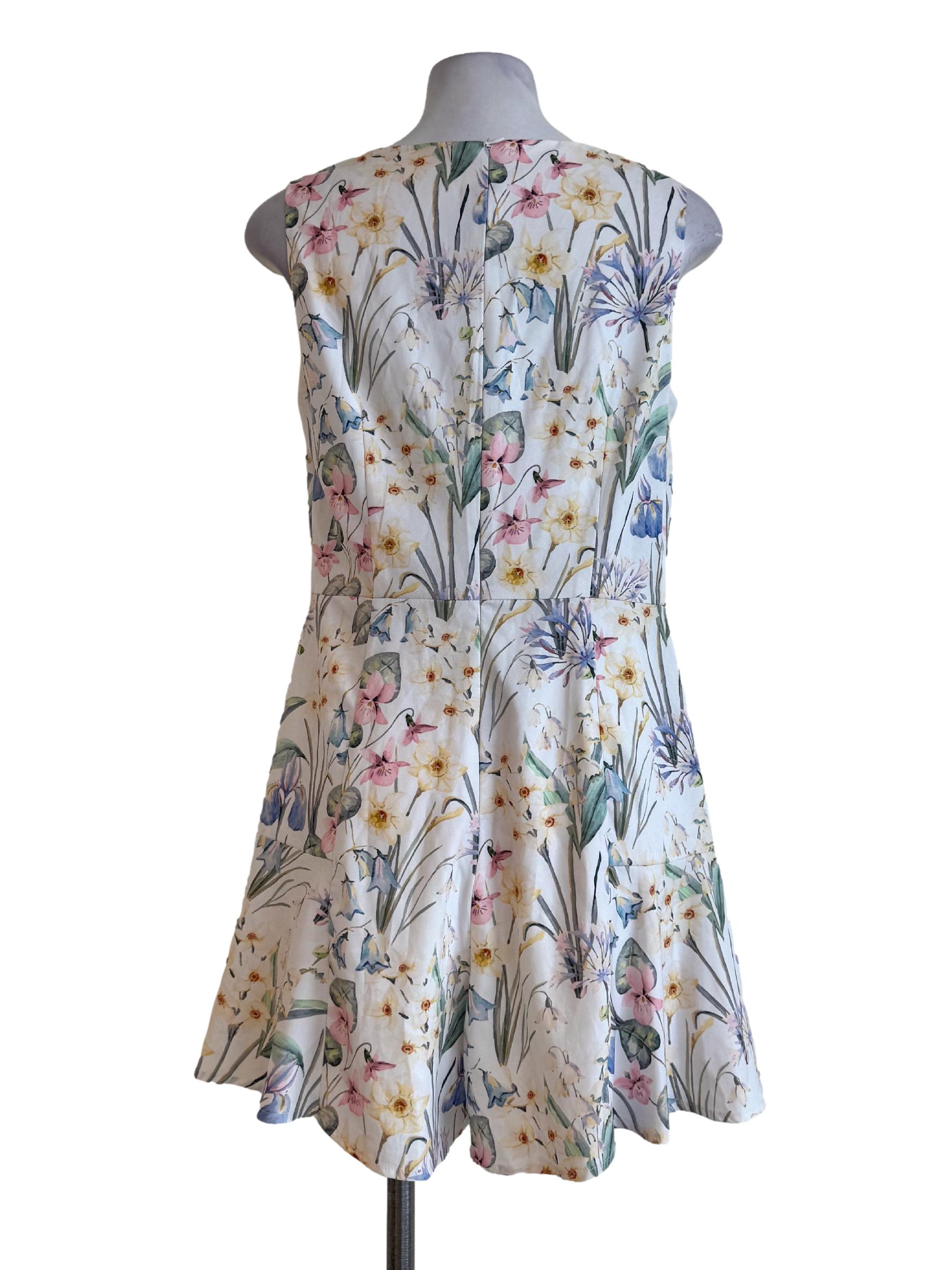 Shell White With Pastel Floral Prints A-Line Romper