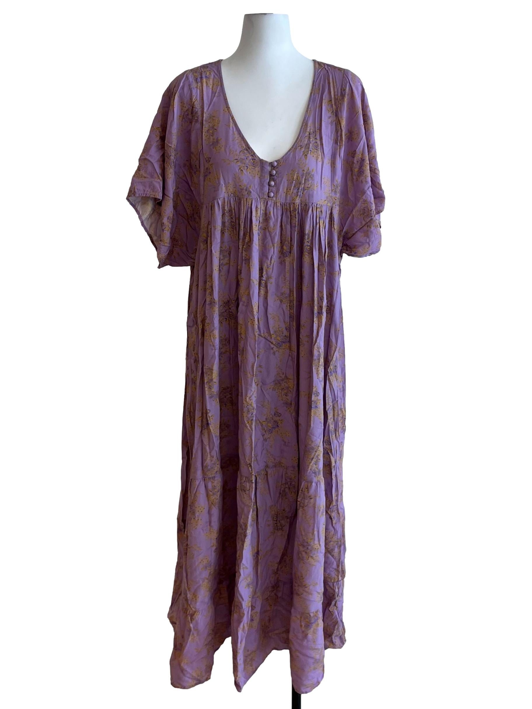 Lilac Purple Floral Empire Dress