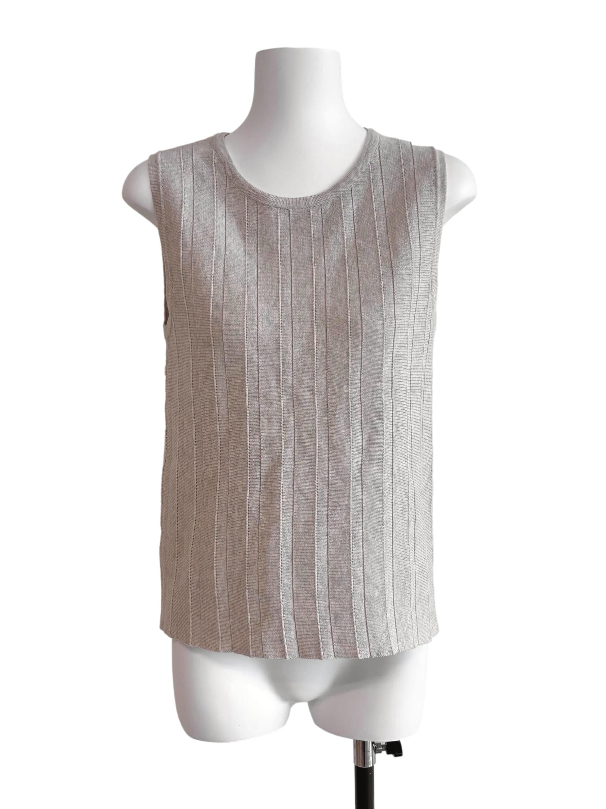 Beige Lined Sleeveless Knit Top