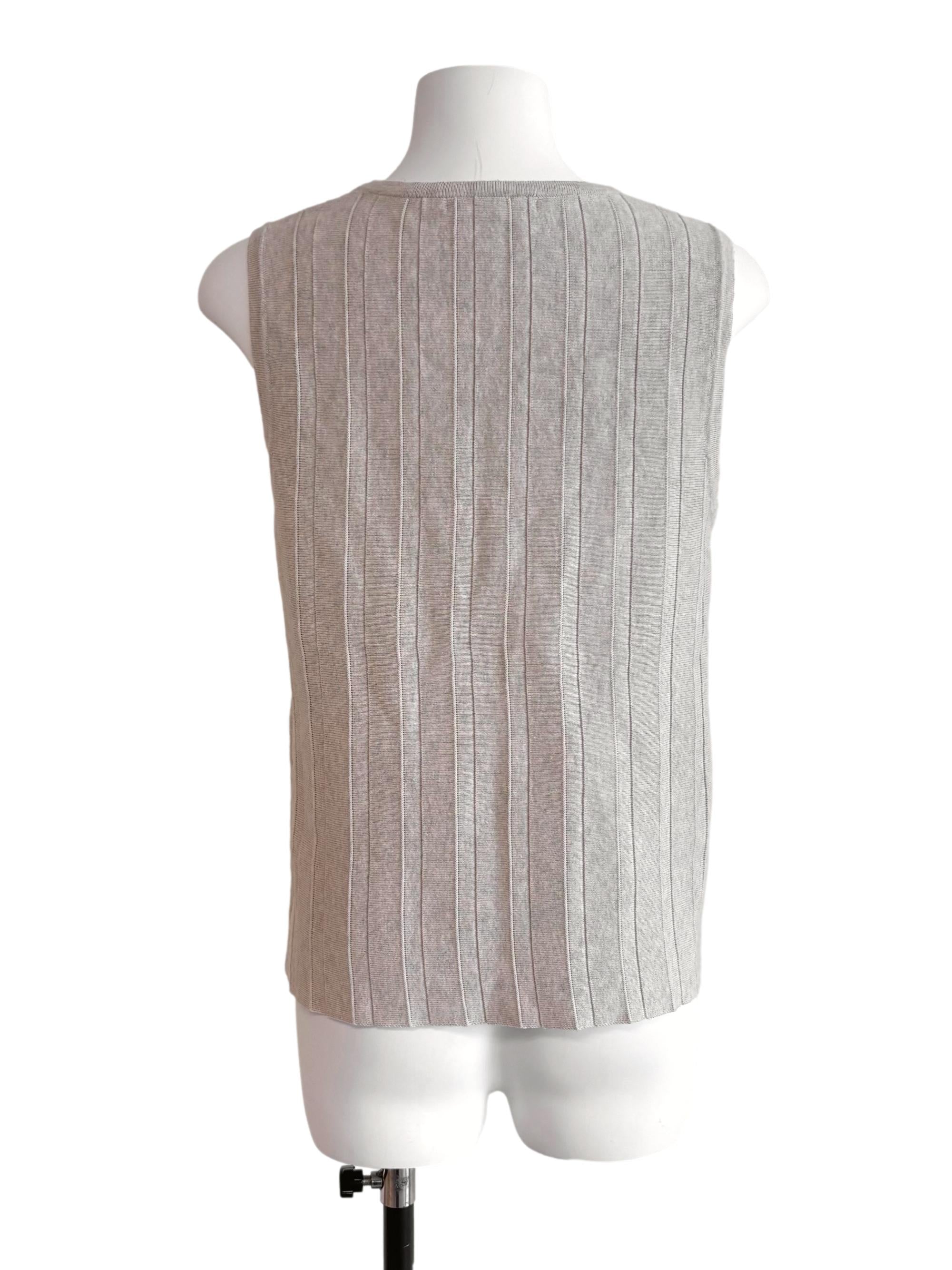 Beige Lined Sleeveless Knit Top