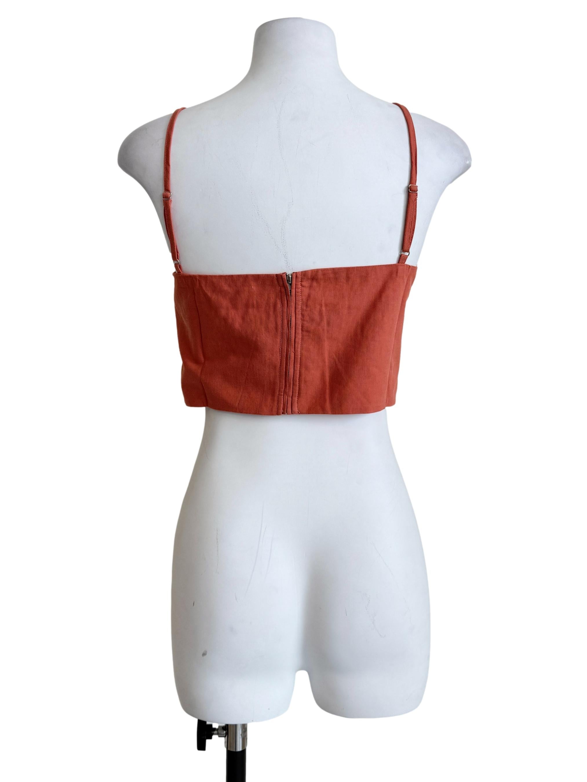 Orange Xandra Ruched Front Crop Top