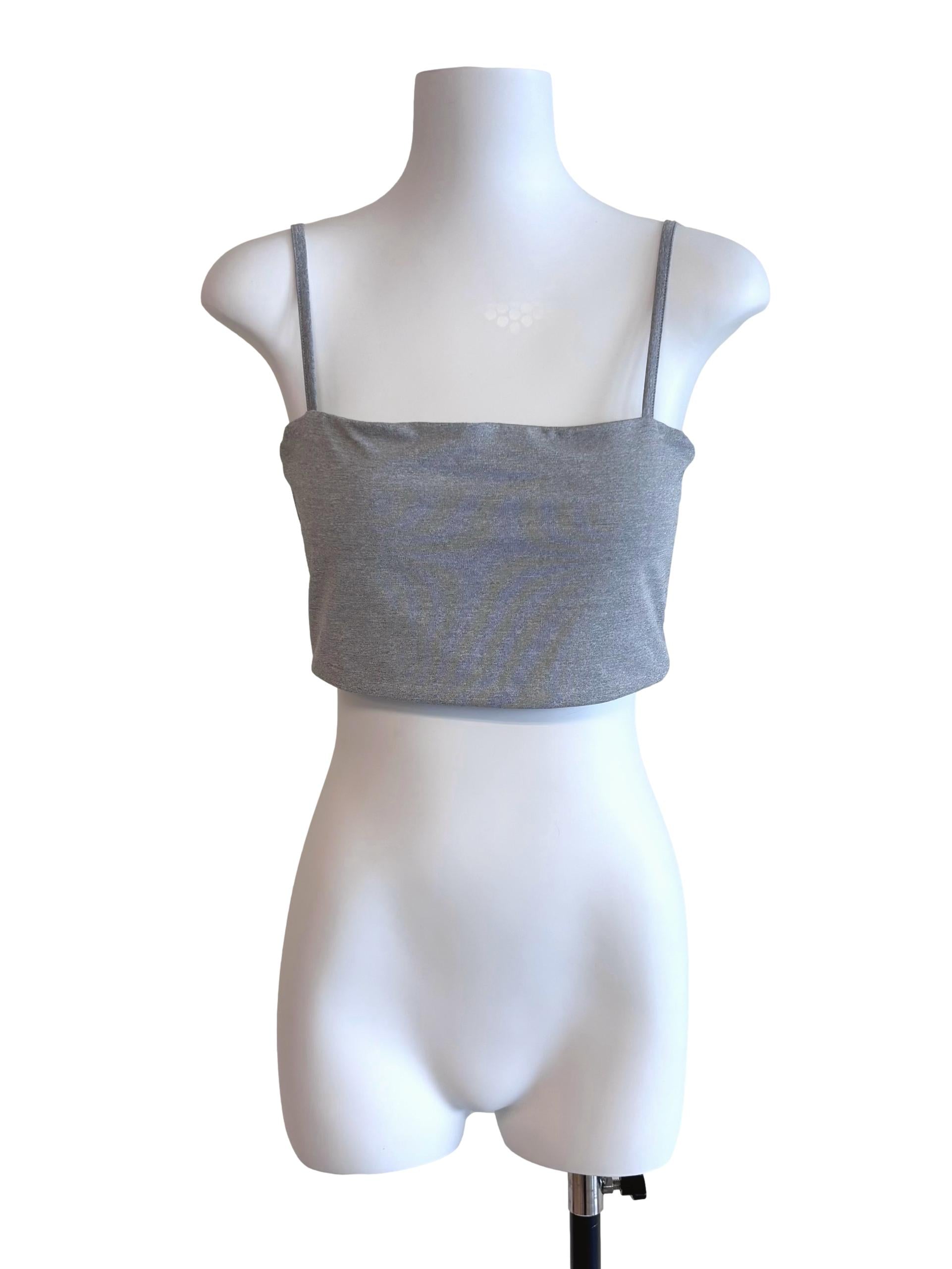Cloud Grey Padded Cami Cropped Top YHF