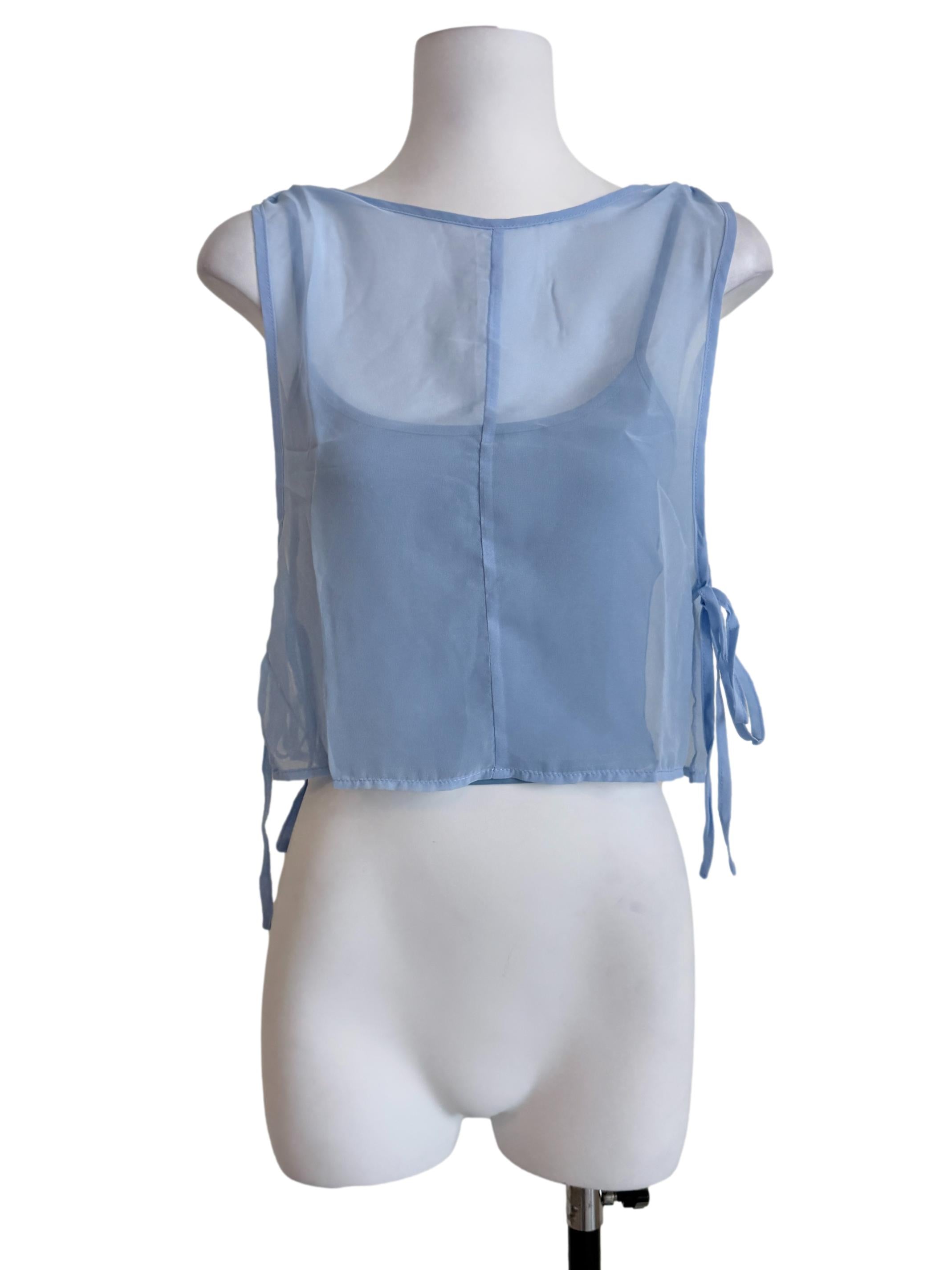 Blue Kyo Sheer Overlay Top