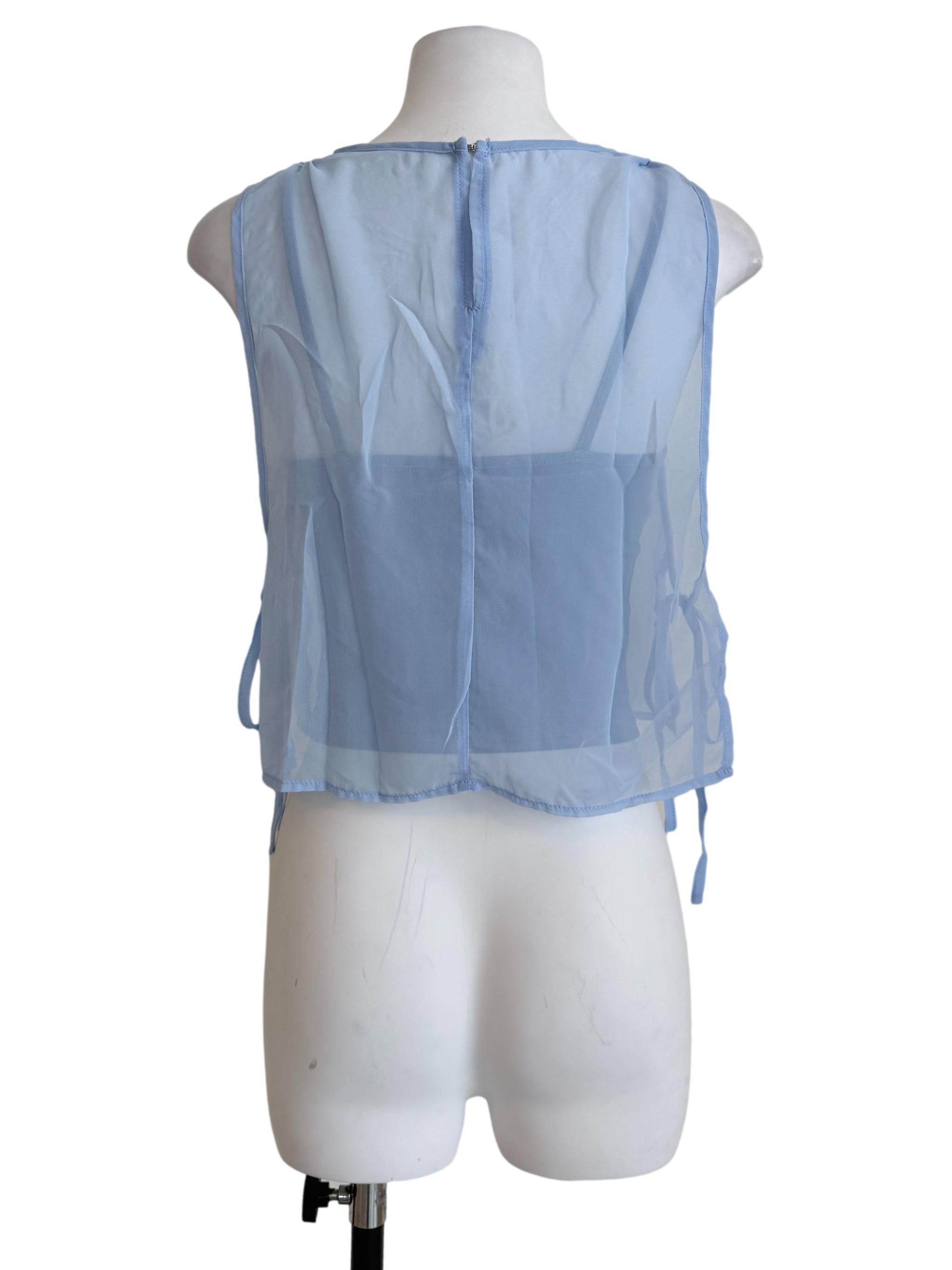 Blue Kyo Sheer Overlay Top