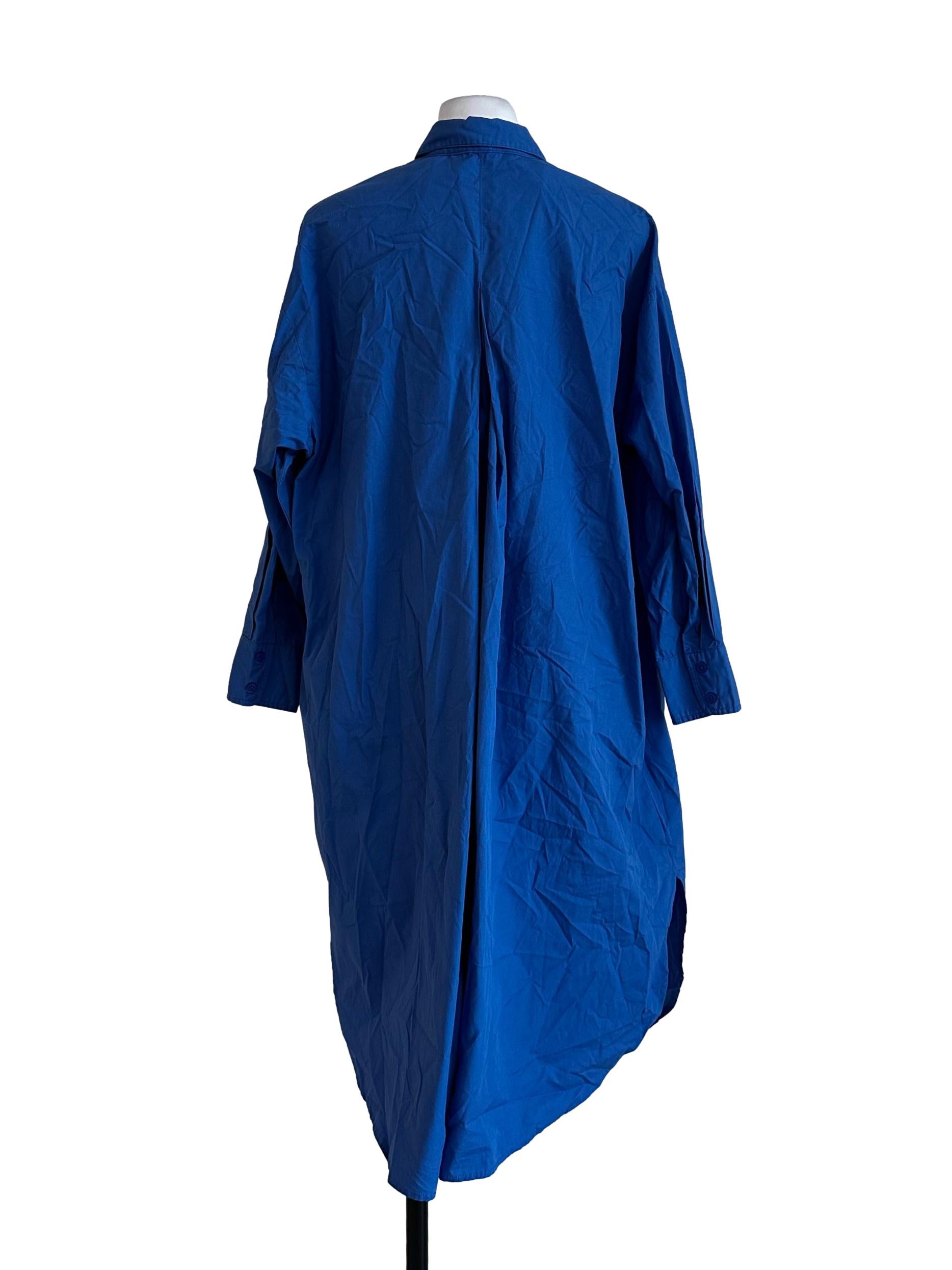 Lapis Blue Plain Shirt Dress