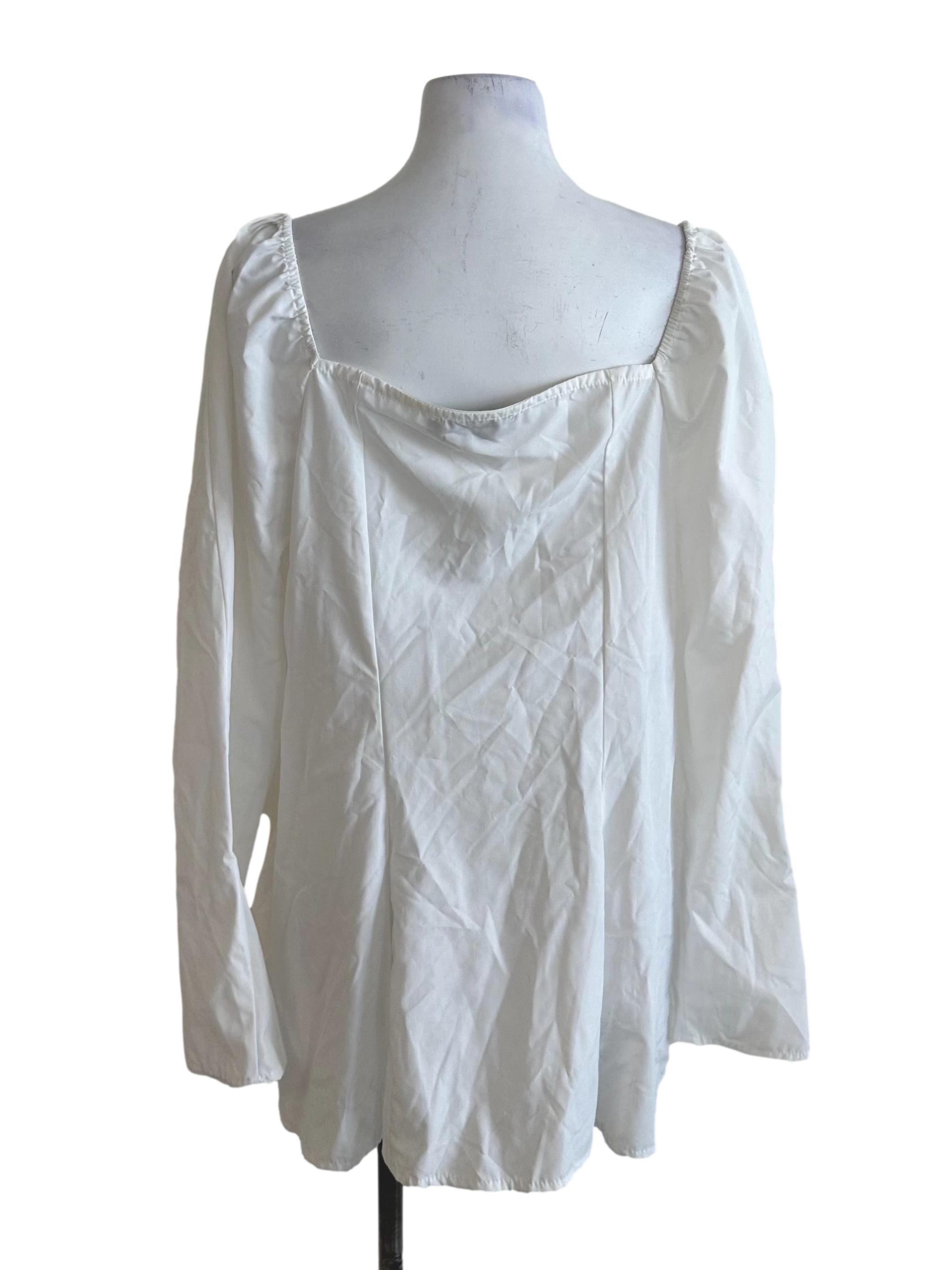 Pearl White Front Tie Long Sleeve Top YHF