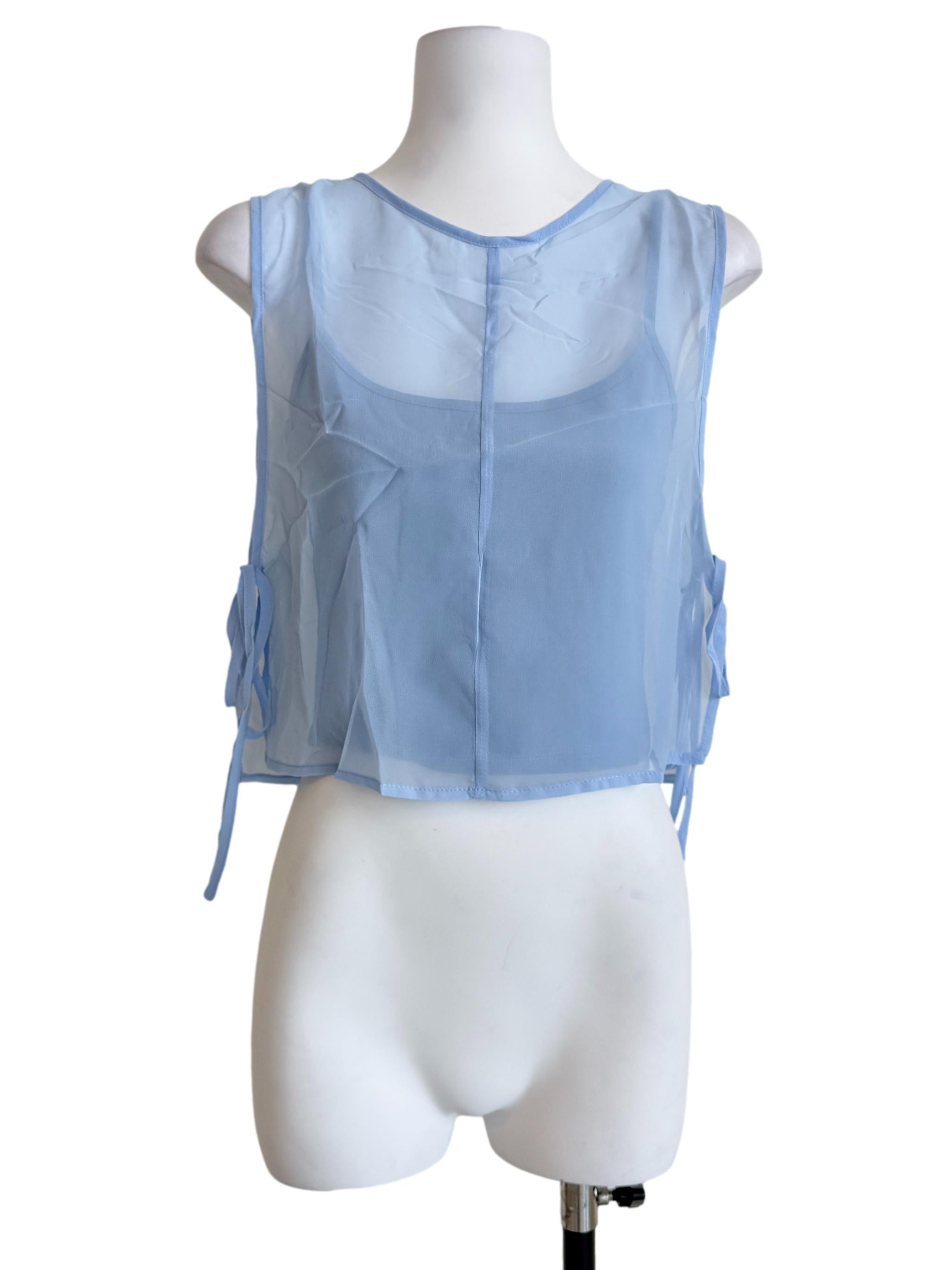 Blue Kyo Sheer Overlay Top
