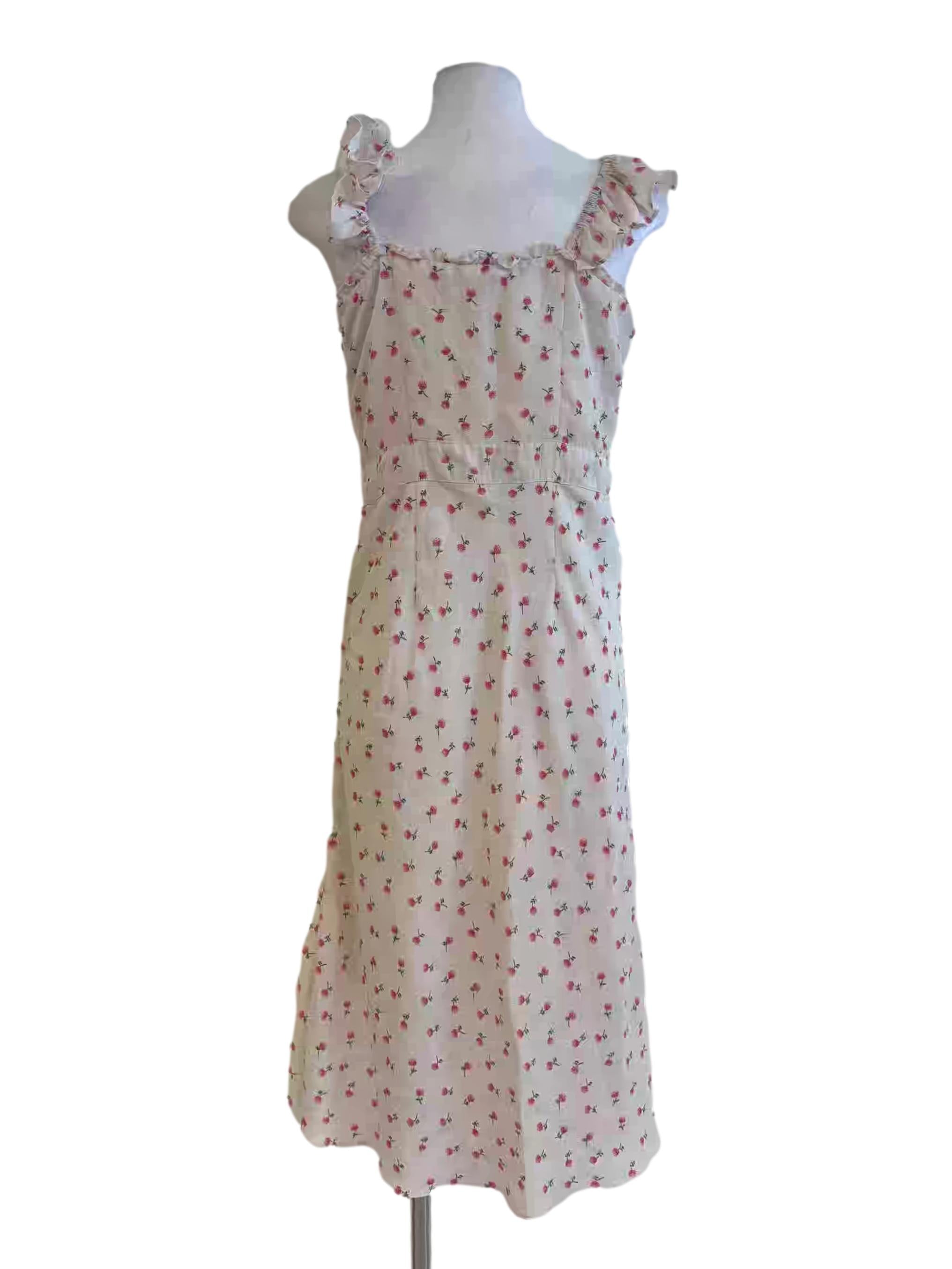 Powder White Pink Floral A-Line Dress