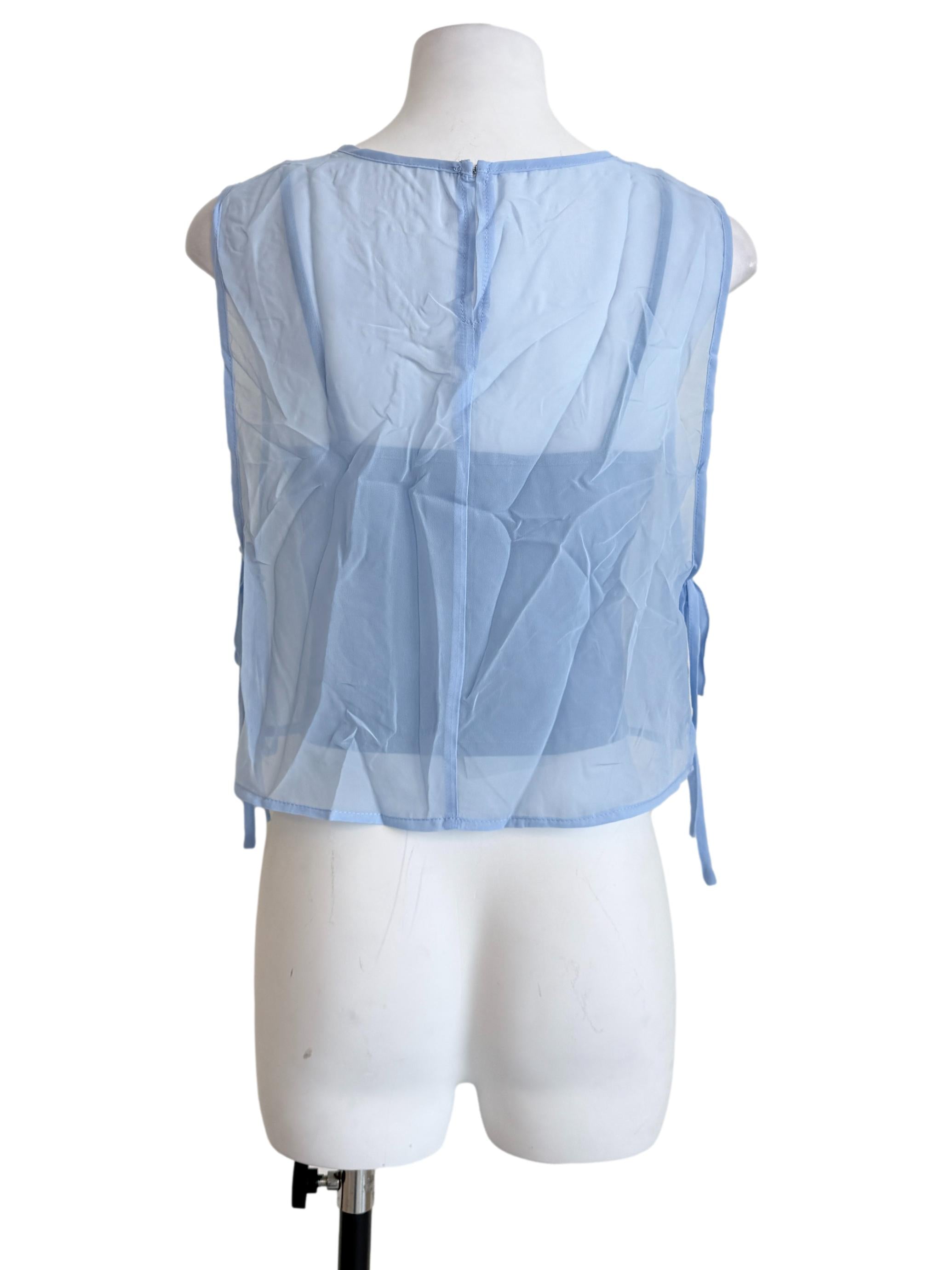 Blue Kyo Sheer Overlay Top