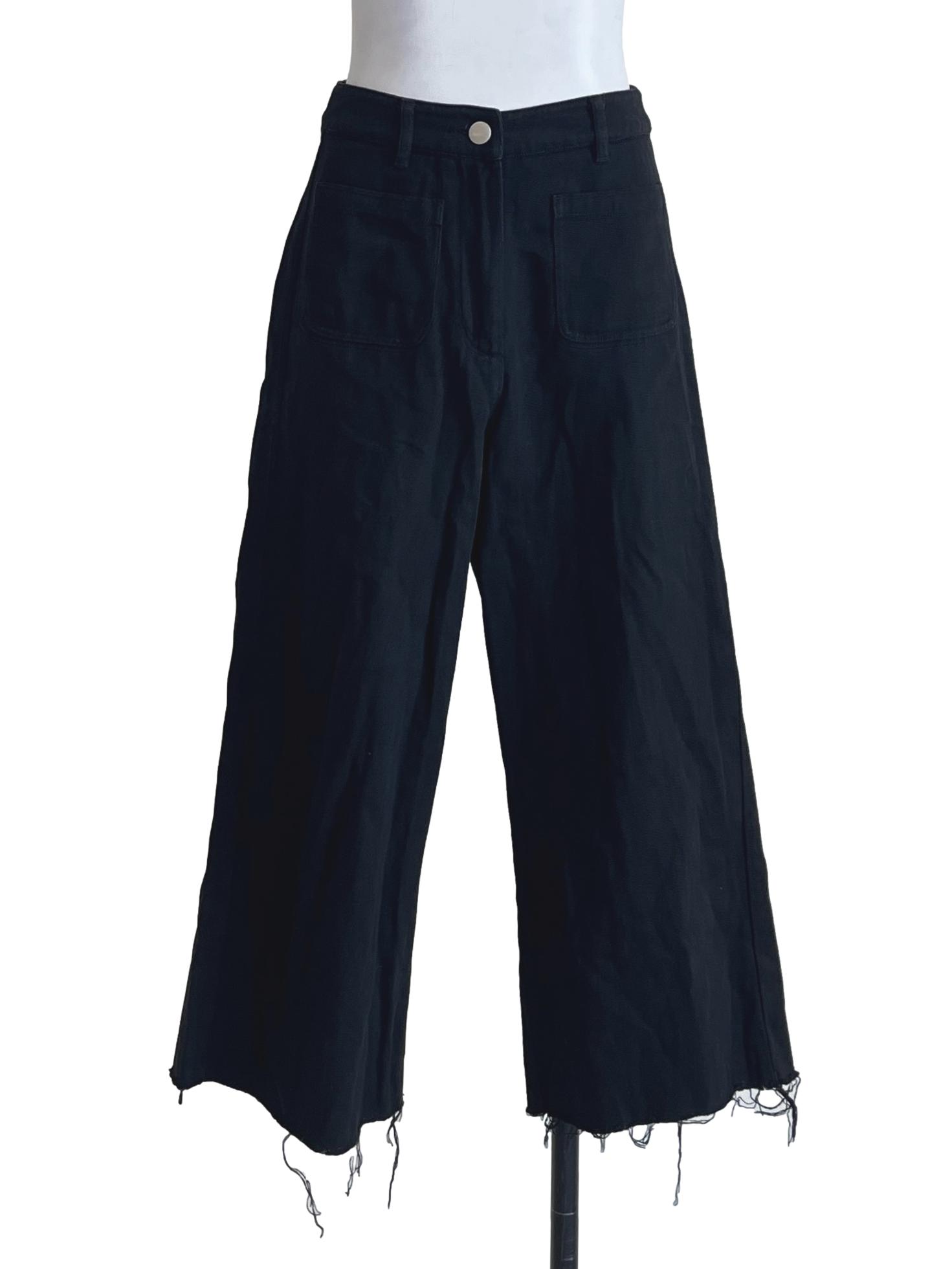 Ink Black Raw Hem Jeans